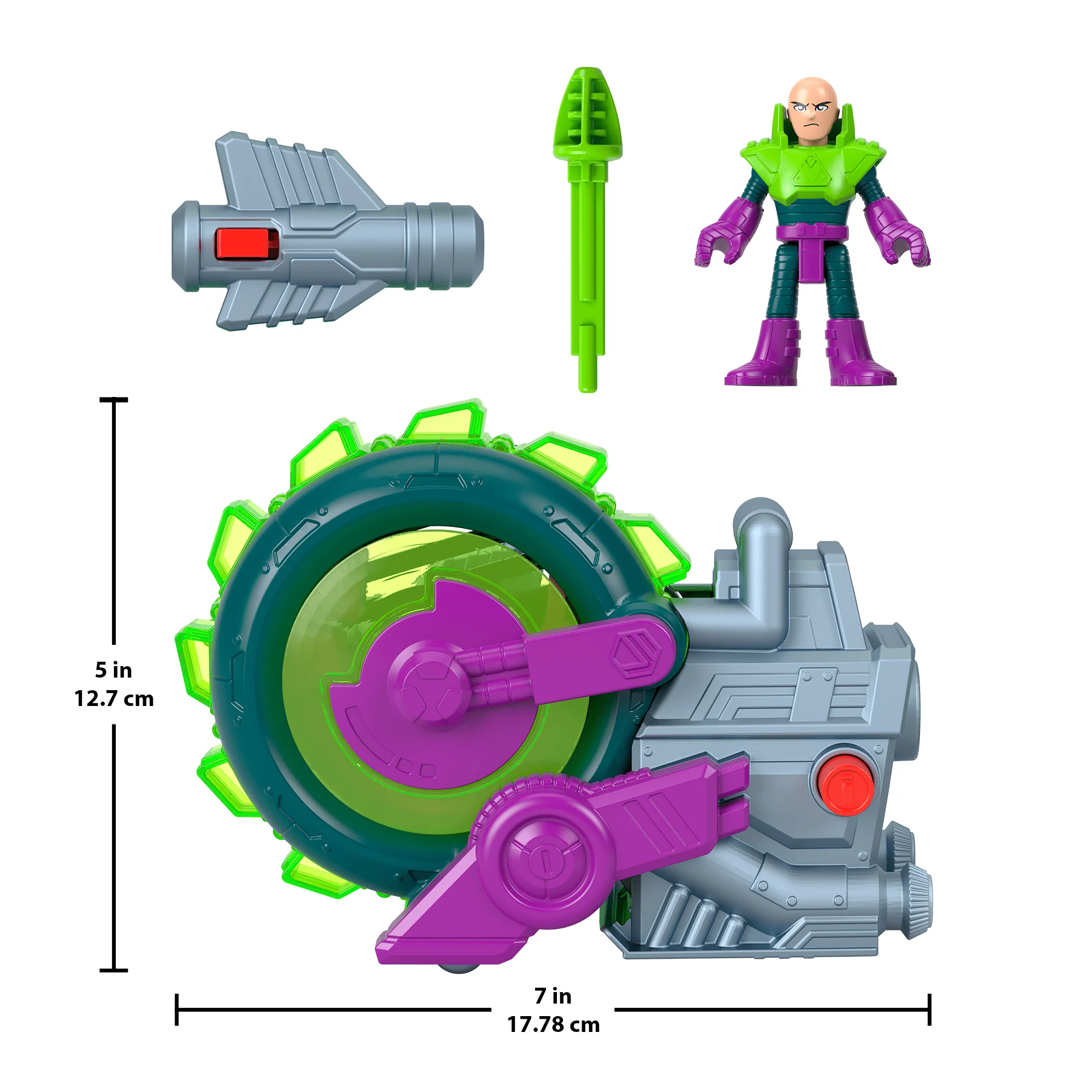 Imaginext DC Super Friends Lex Luthor Spinning Saw Vehicle & Figure Set For Preschool Kids