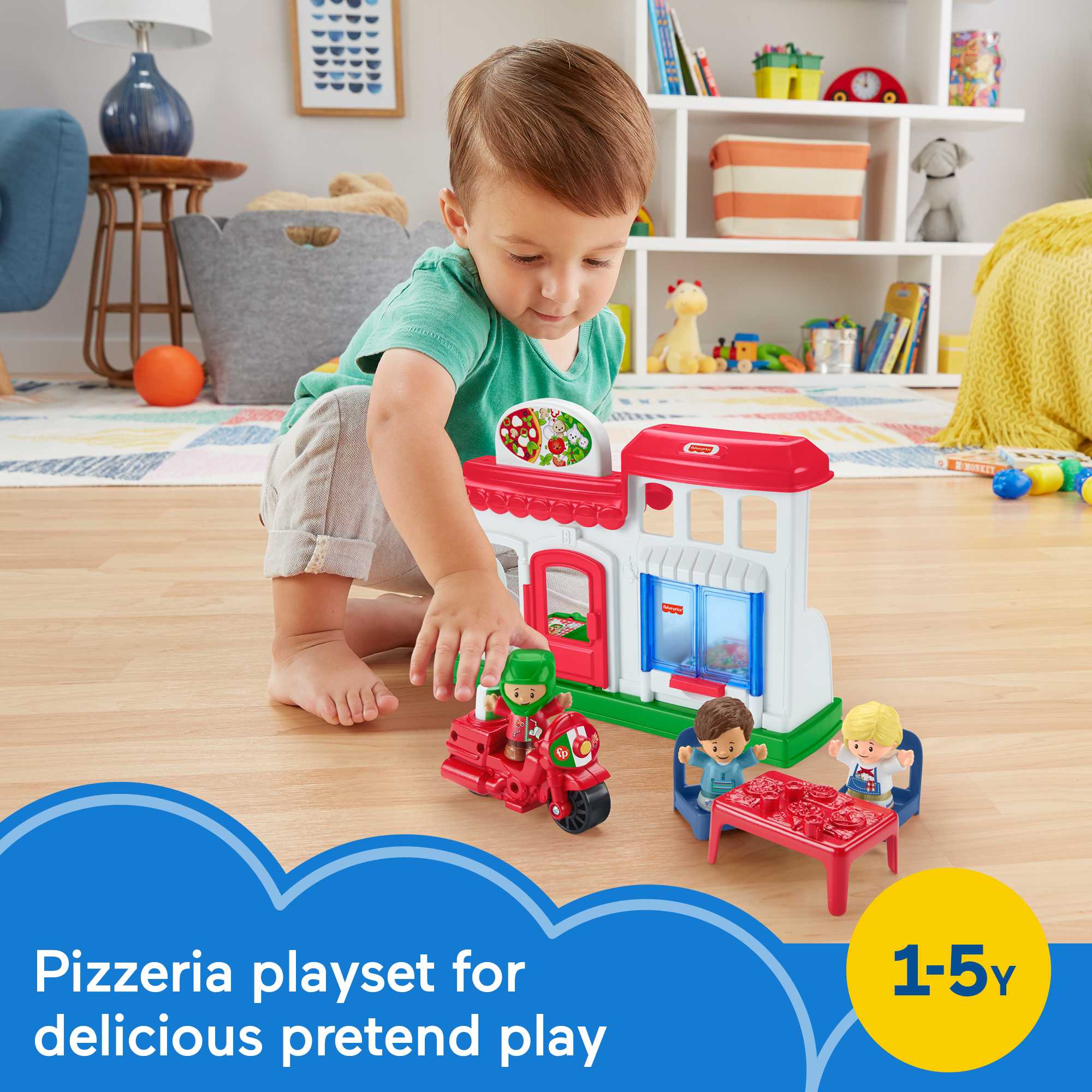 Little People We Deliver Pizza Place Toddler Playset
