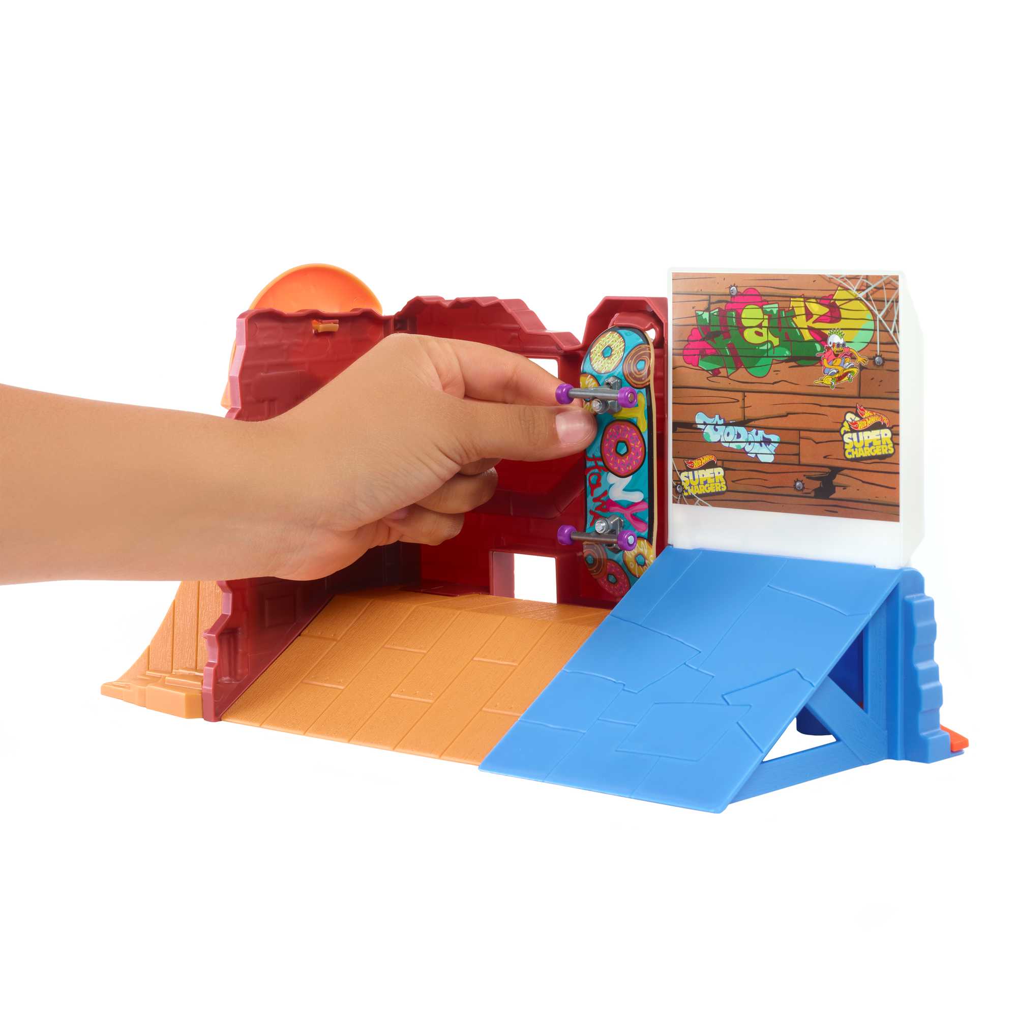 Hot Wheels Skate Donut Skatepark With Tony Hawk Fingerboard & Pair Of Skate Shoes