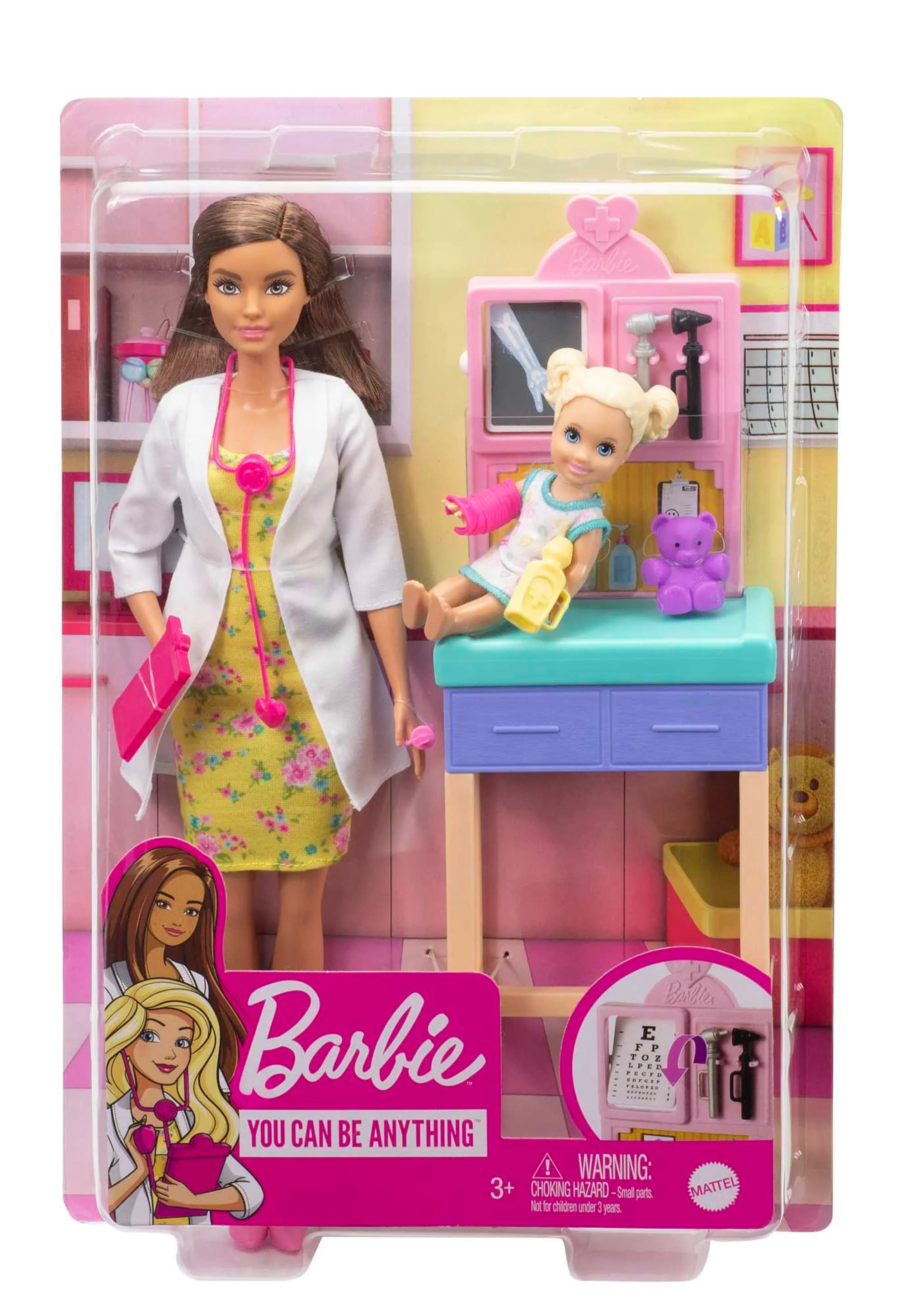 Barbie Pediatrician Playset, Brunette Doll (12-In/30.40-Cm), Ages 3 Years Old & Up