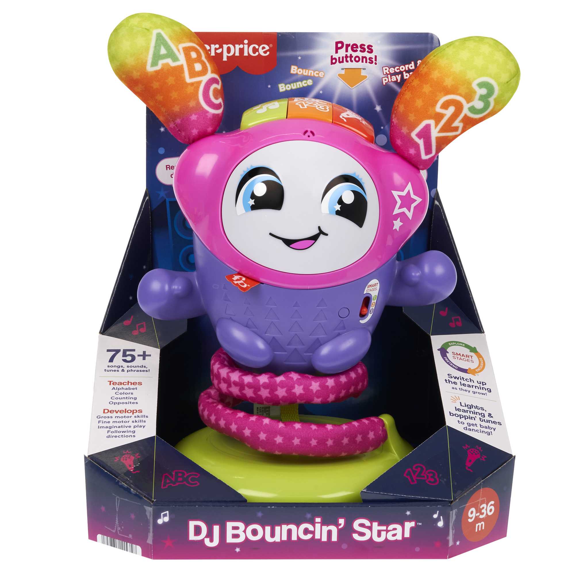 Fisher-Price Baby Learning Toy With Music Lights And Bouncing Action, DJ Bouncin�� Star