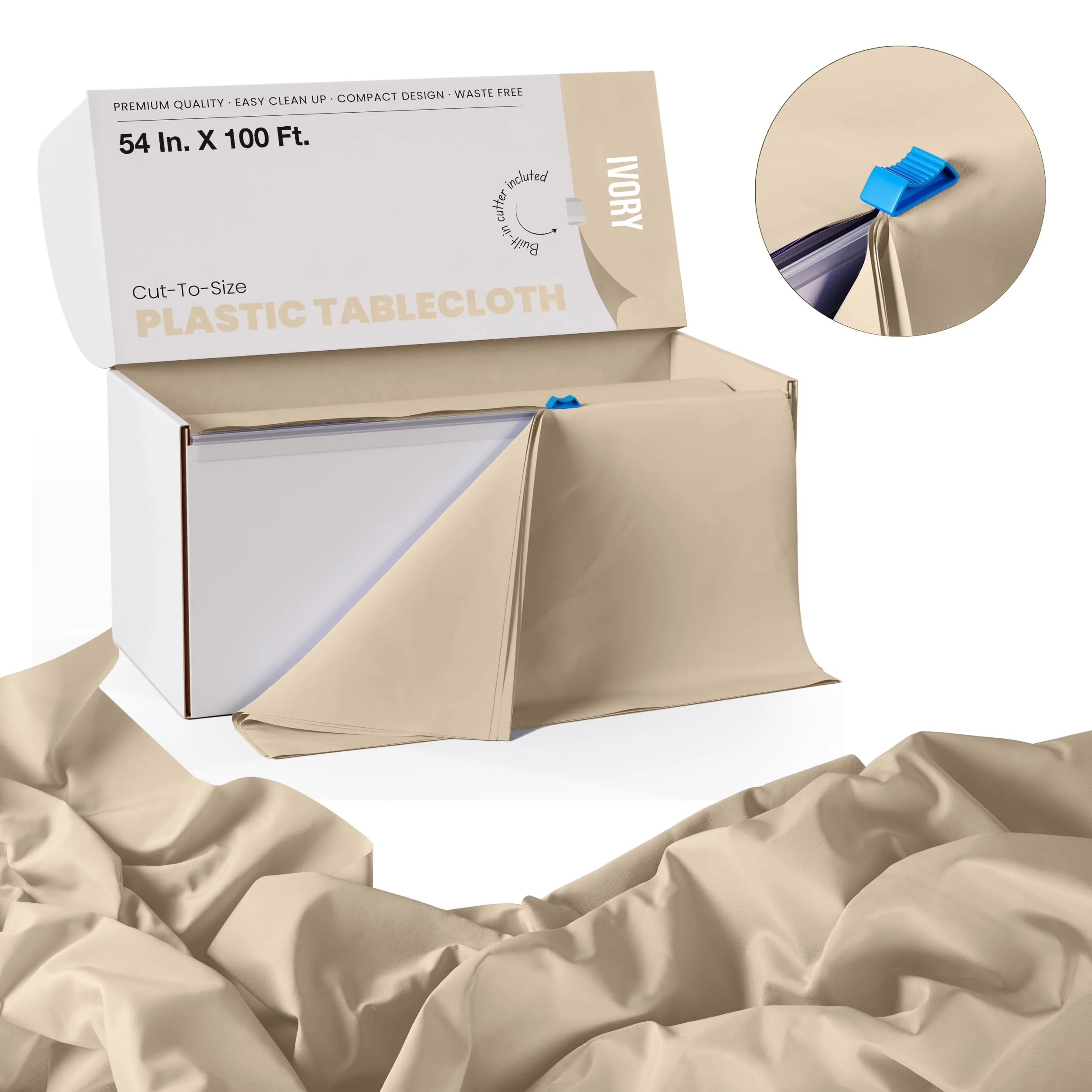 54 In. x 100 Ft. Cut To Size Table Roll | Ivory