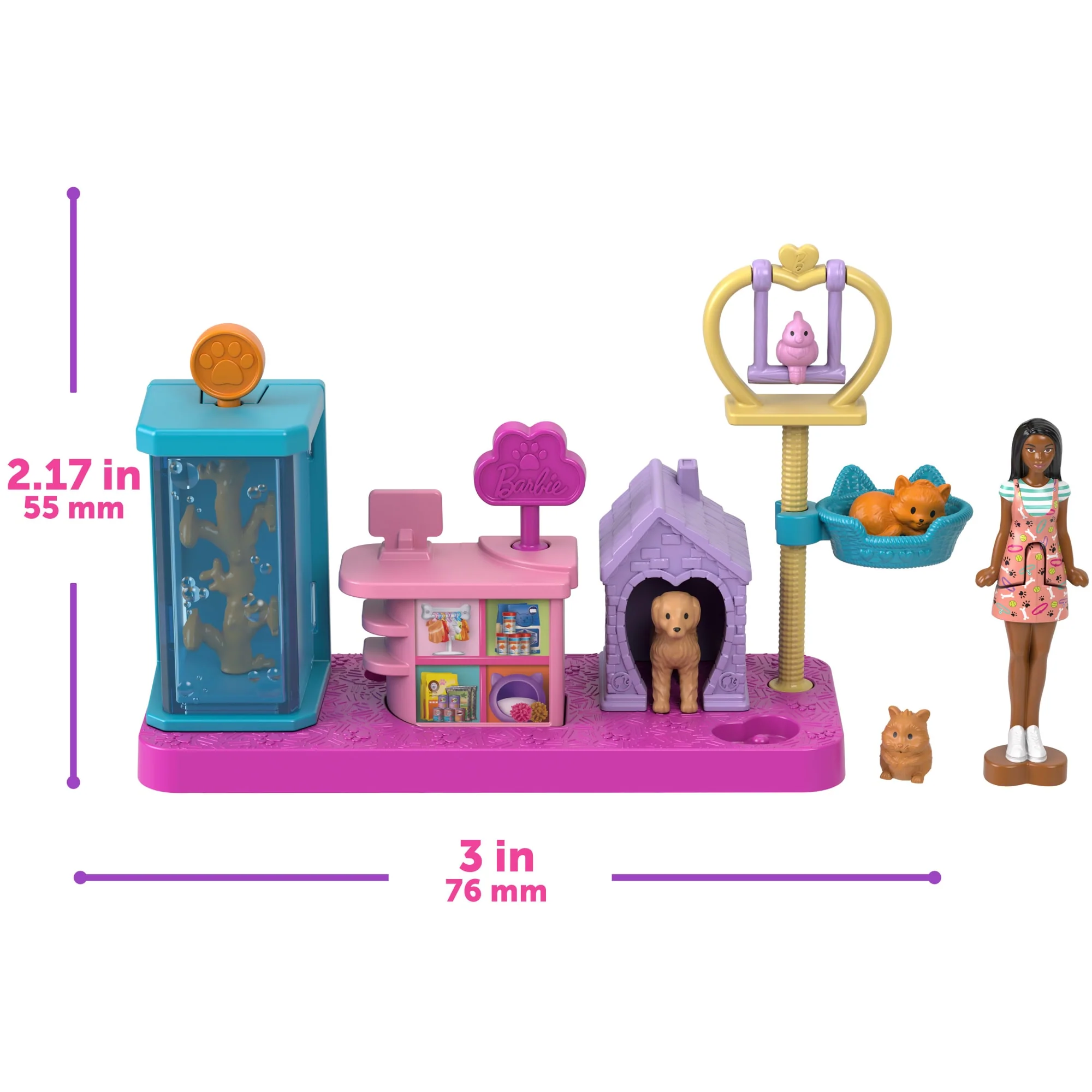 Barbie Mini Barbie Land Dreamhouse & 3 Playsets With 4 1.5-Inch Dolls, Furniture & Accessories