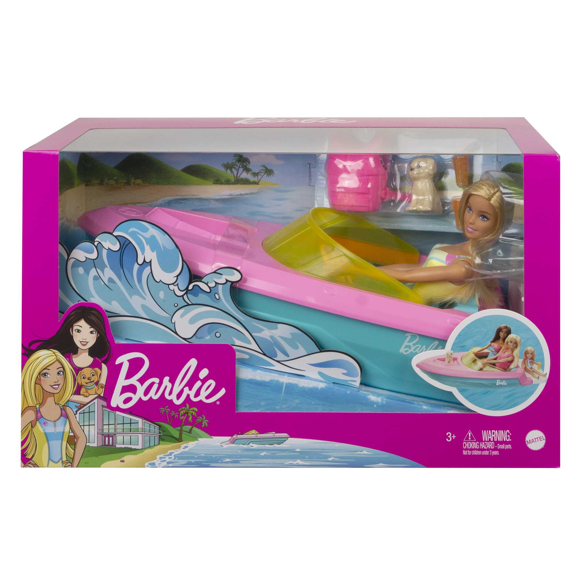Barbie Doll And Boat With Puppy And Accessories, Floats in Water, For 3 To 7 Year Olds