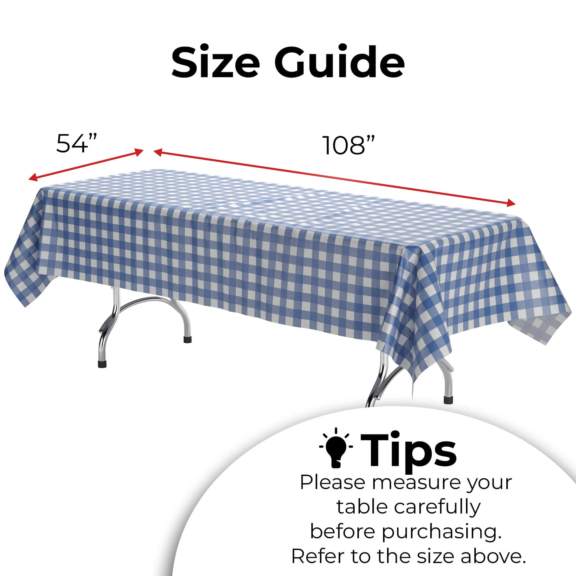 Dark Blue Gingham Plastic Table Cover
