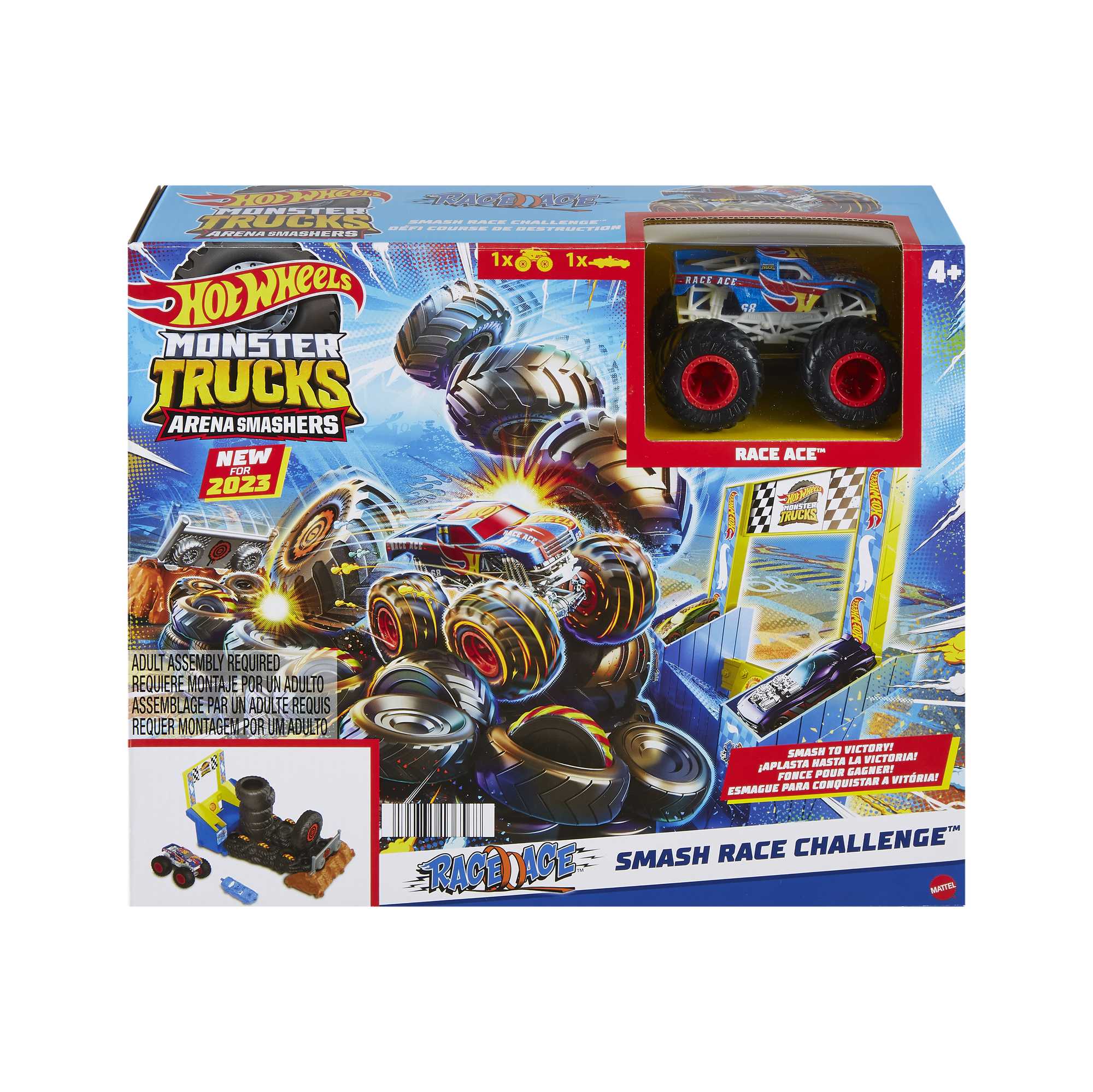 Hot Wheels Monster Trucks Pista de Juguete Arena de Demolici��n Reto para Principiante Race Ace