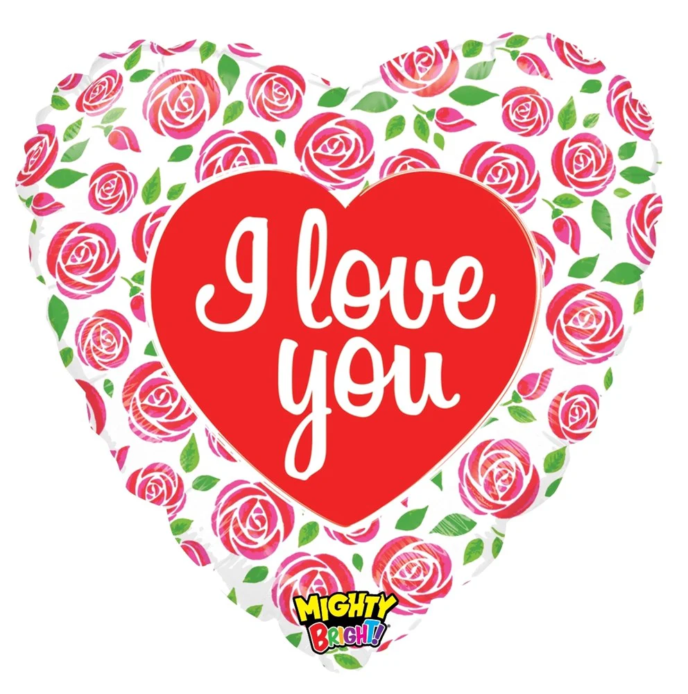 Betallic Mighty Love Roses 21 inch Mighty Bright Heart Balloon Packaged 1ct