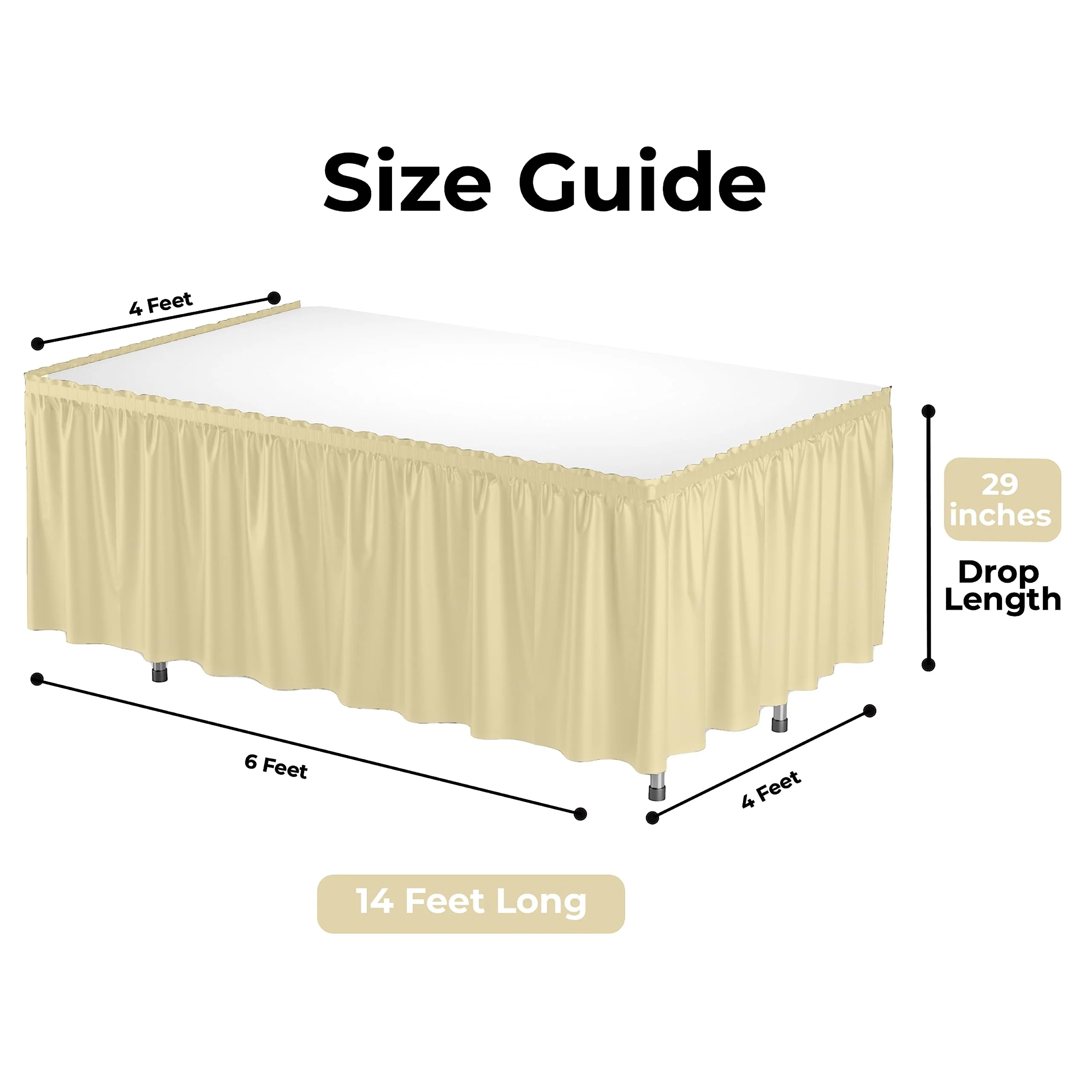 Light Yellow Plastic Table Skirt