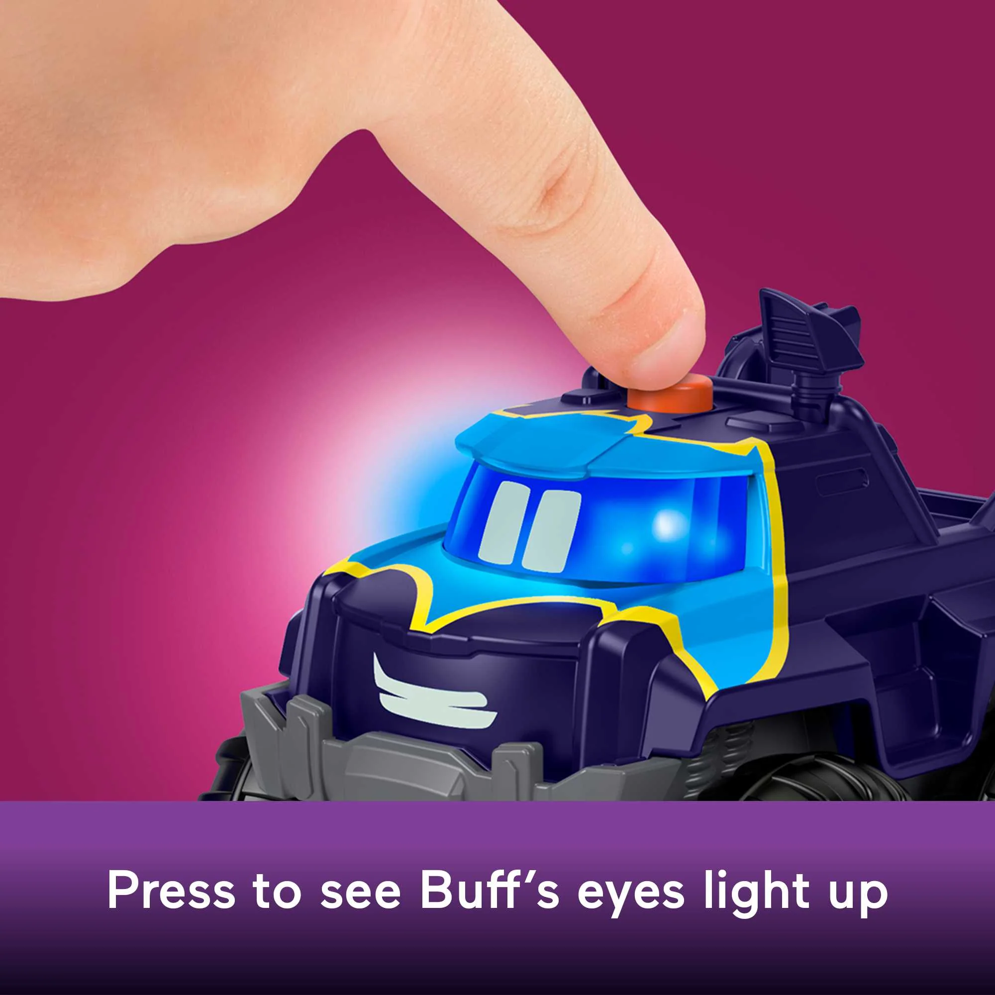 Fisher-Price DC Batwheels Light-Up 1:55 Scale Toy Cars, Bam The Batmobile & Buff, 2 Pieces