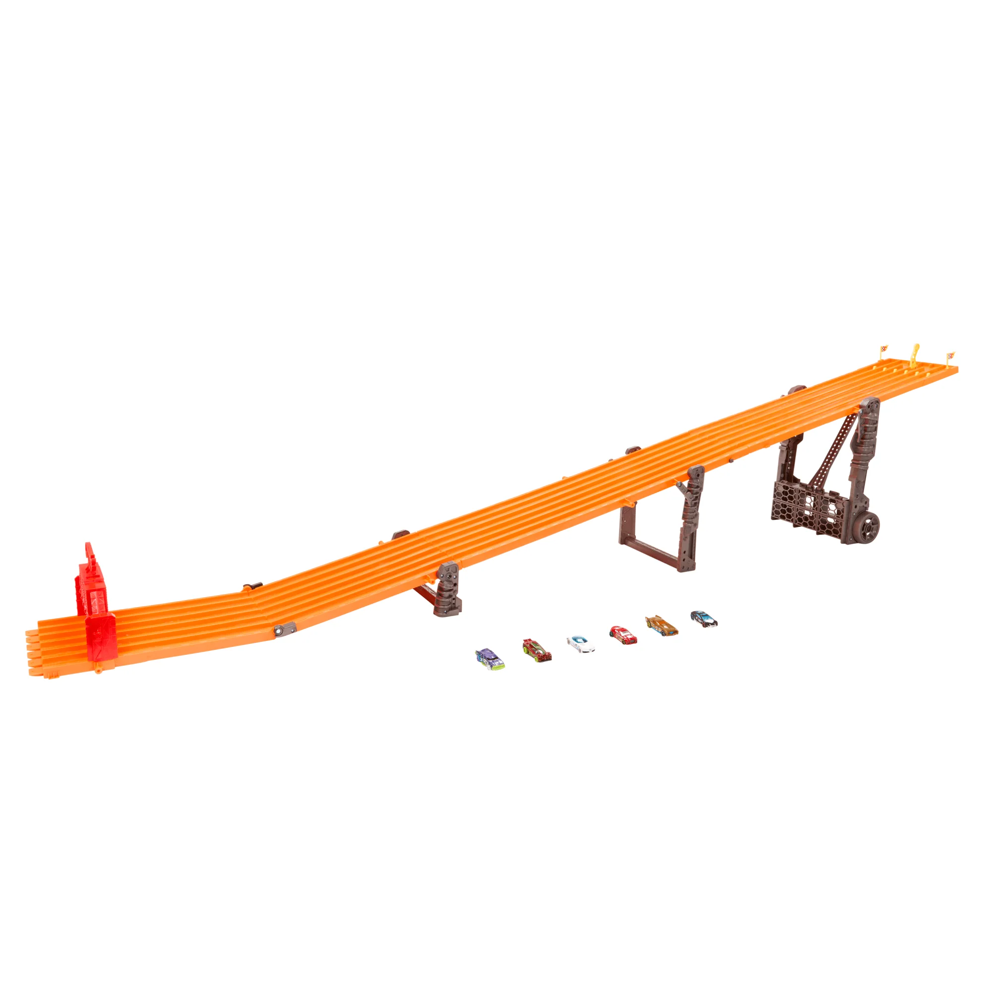 Hot Wheels Super 6-Lane Raceway, 8-Ft Track With 6 Toy Cars in 1:64 Scale
