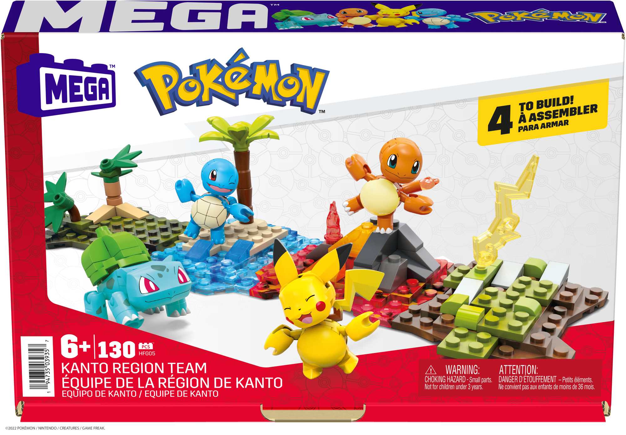 MEGA Pok��mon Building Toy Kit Kanto Region Team With 4 Figures (130 Pieces) For Kids