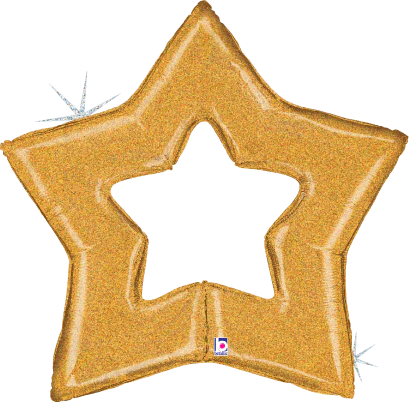 Betallic Linking Star Gold 38 inch Shaped Foil Balloon Holographic Packaged 1ct
