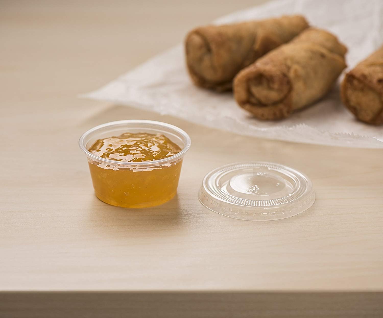 Comfy Package [2 oz. - 100 Count Clear Disposable Plastic Portion Cups with Lids - Soufflé Cups, Jello Shot Cups With Lids, Clear Plastic Containers Perfect for salad Dressing and More