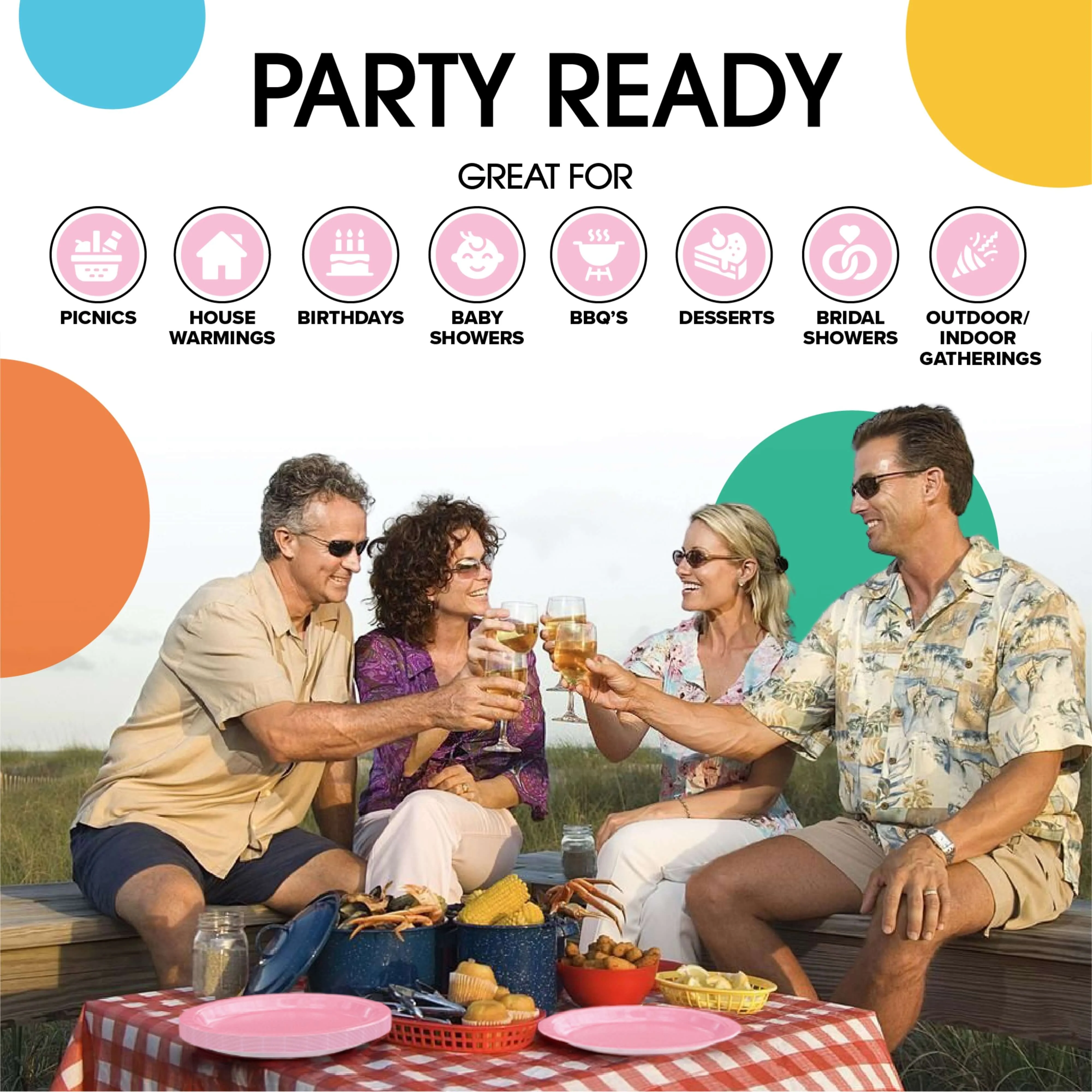 7 In. Pink Paper Plates - 50 Ct.