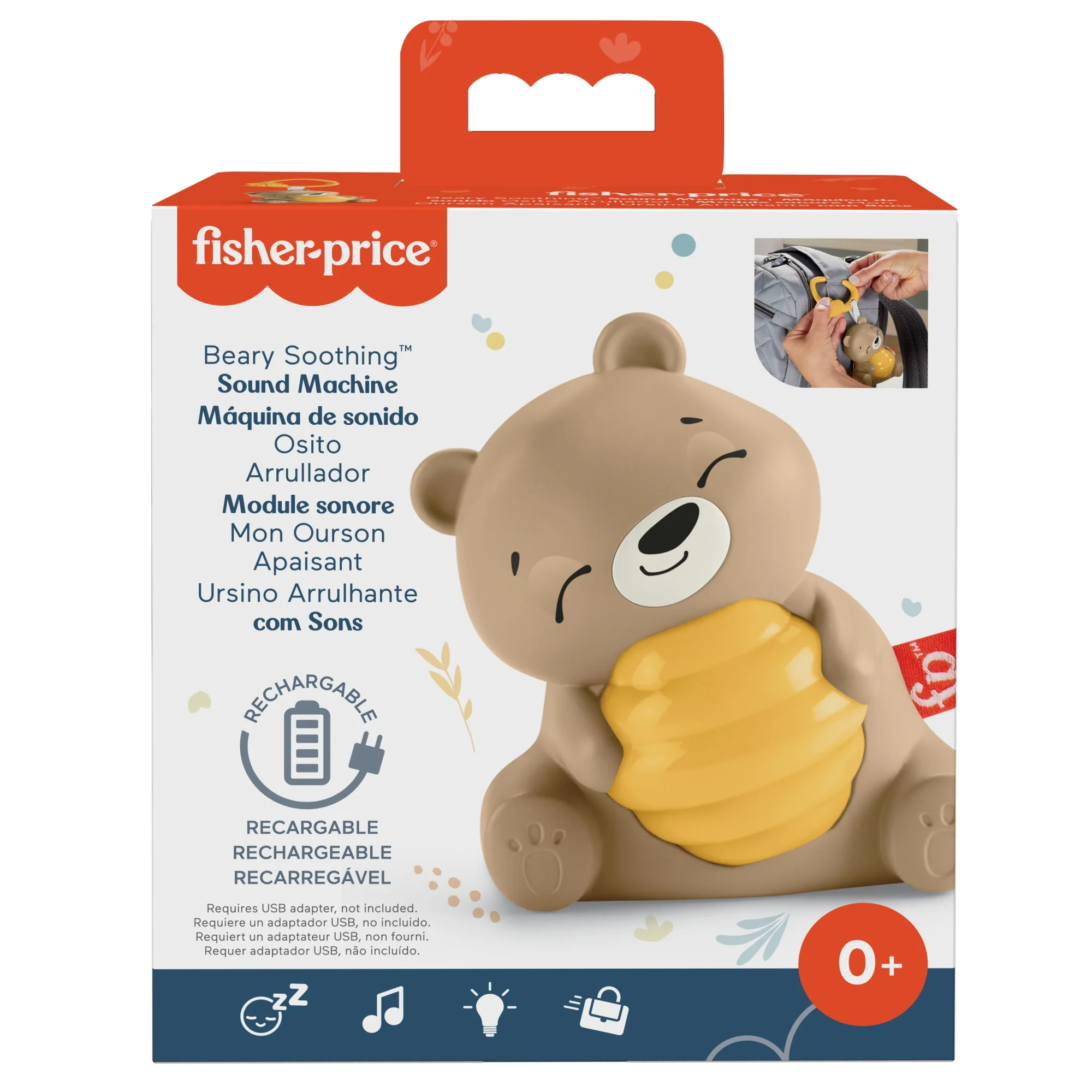 Fisher Price Beary Soothing Portable Baby Sound Machine With Customizable Timer For Newborns