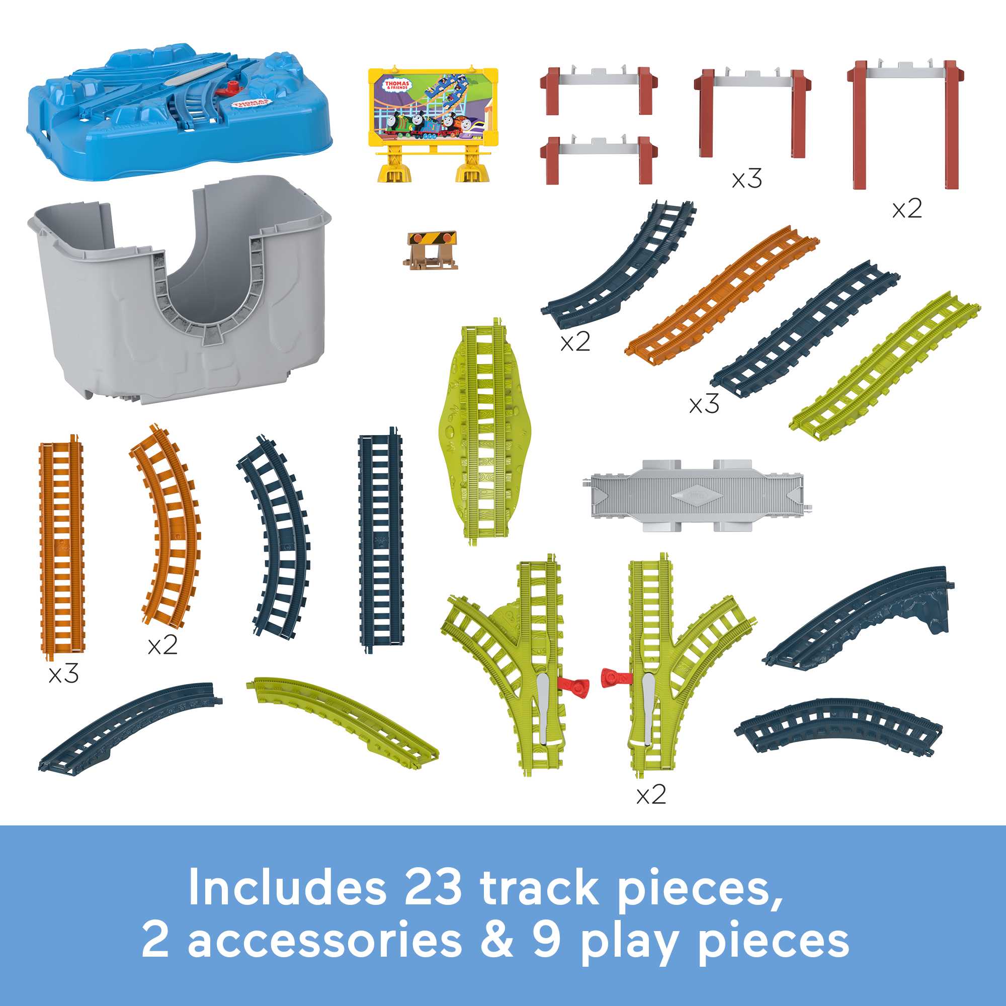 Thomas & Friends Train Tracks Set, Connect & Build Track Bucket, 34-Piece Preschool Toy