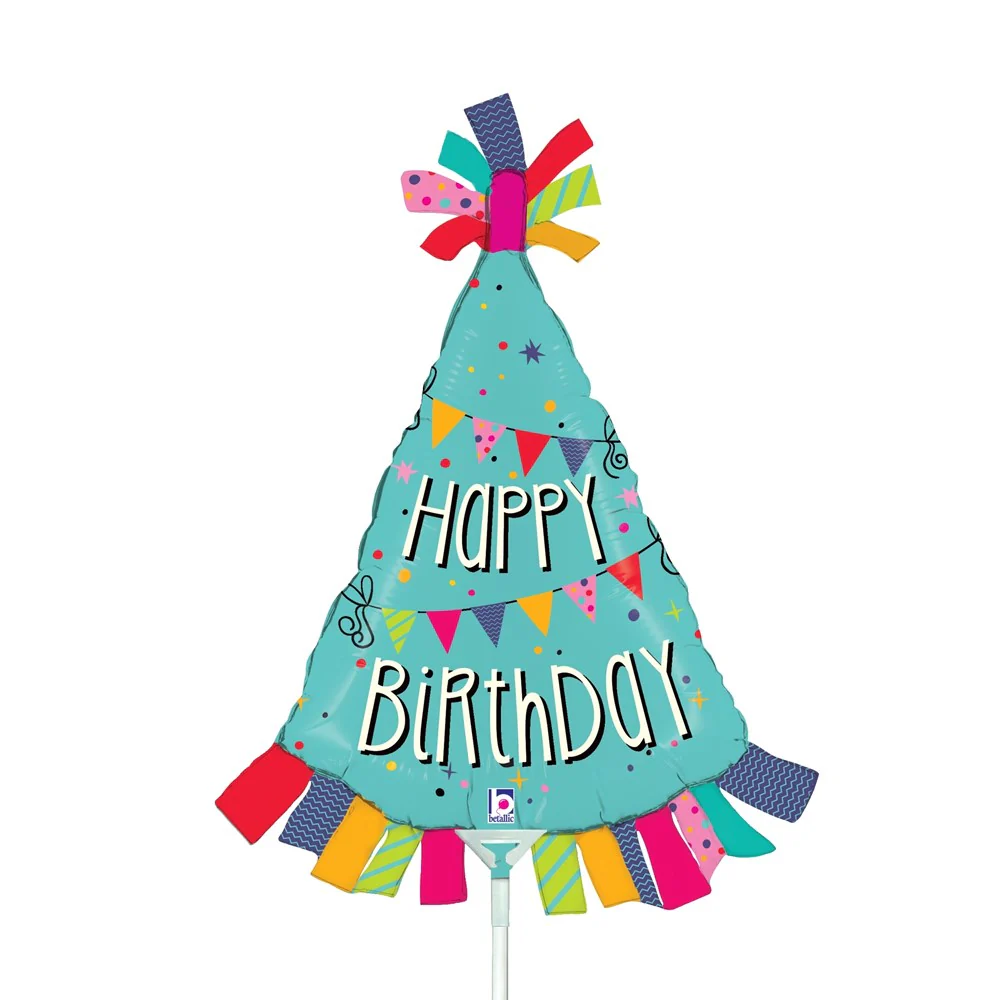 Betallic Birthday Banner Hat 14 inch Mini Air Shaped Foil Balloon 1ct