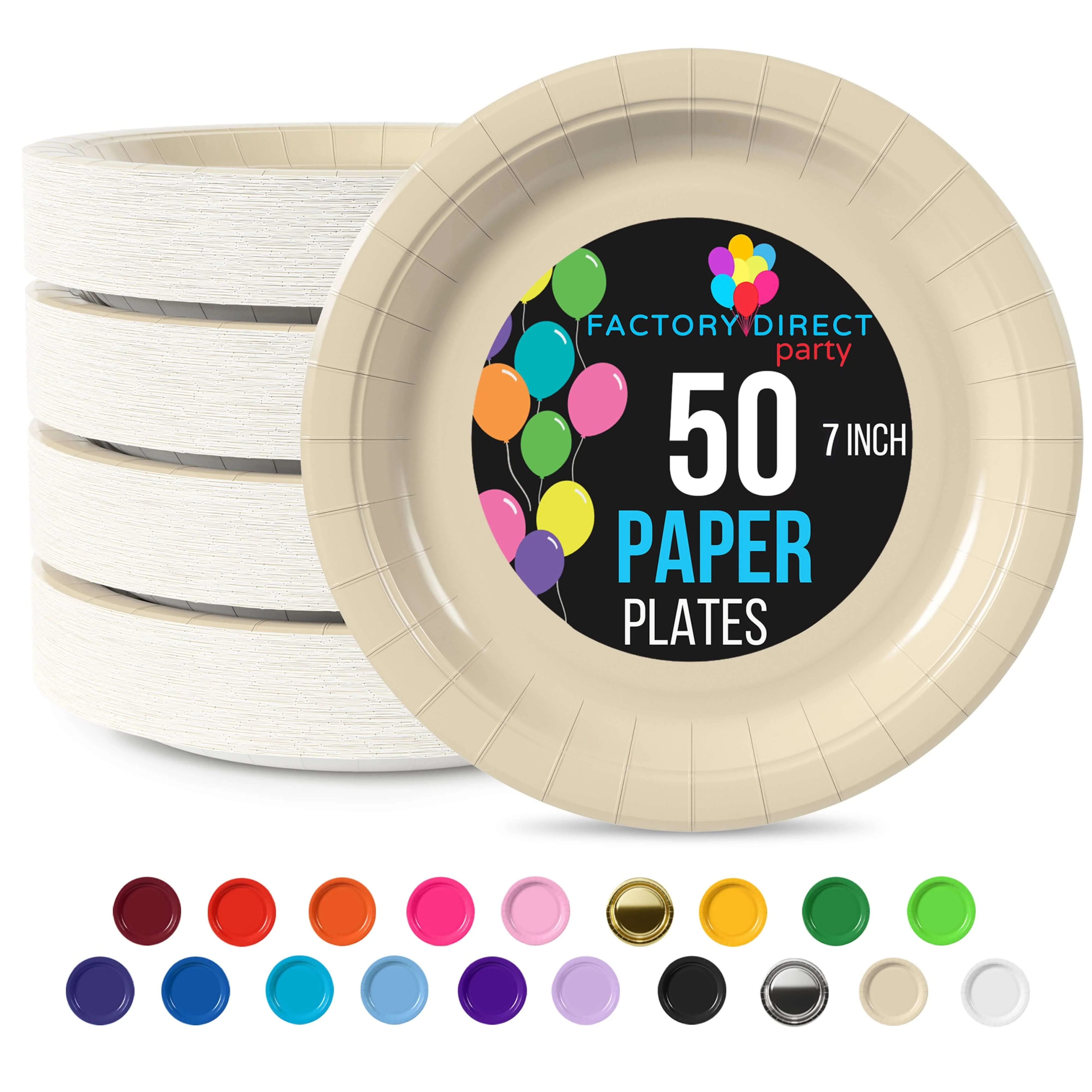 7 In. Ivory Paper Plates - 50 Ct.