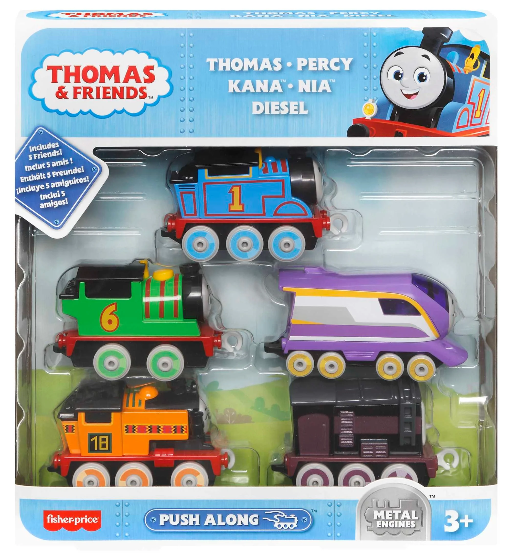 Thomas & Friends Adventures Engine Pack, Set Of 5 Push-Along Trains For Preschool Kids