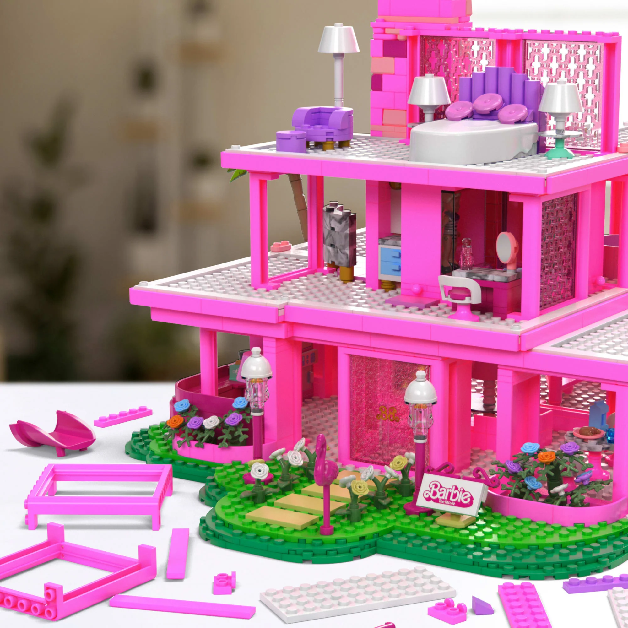 MEGA Barbie The Movie Replica Dreamhouse Building Kit (1795 Pieces) For Collectors