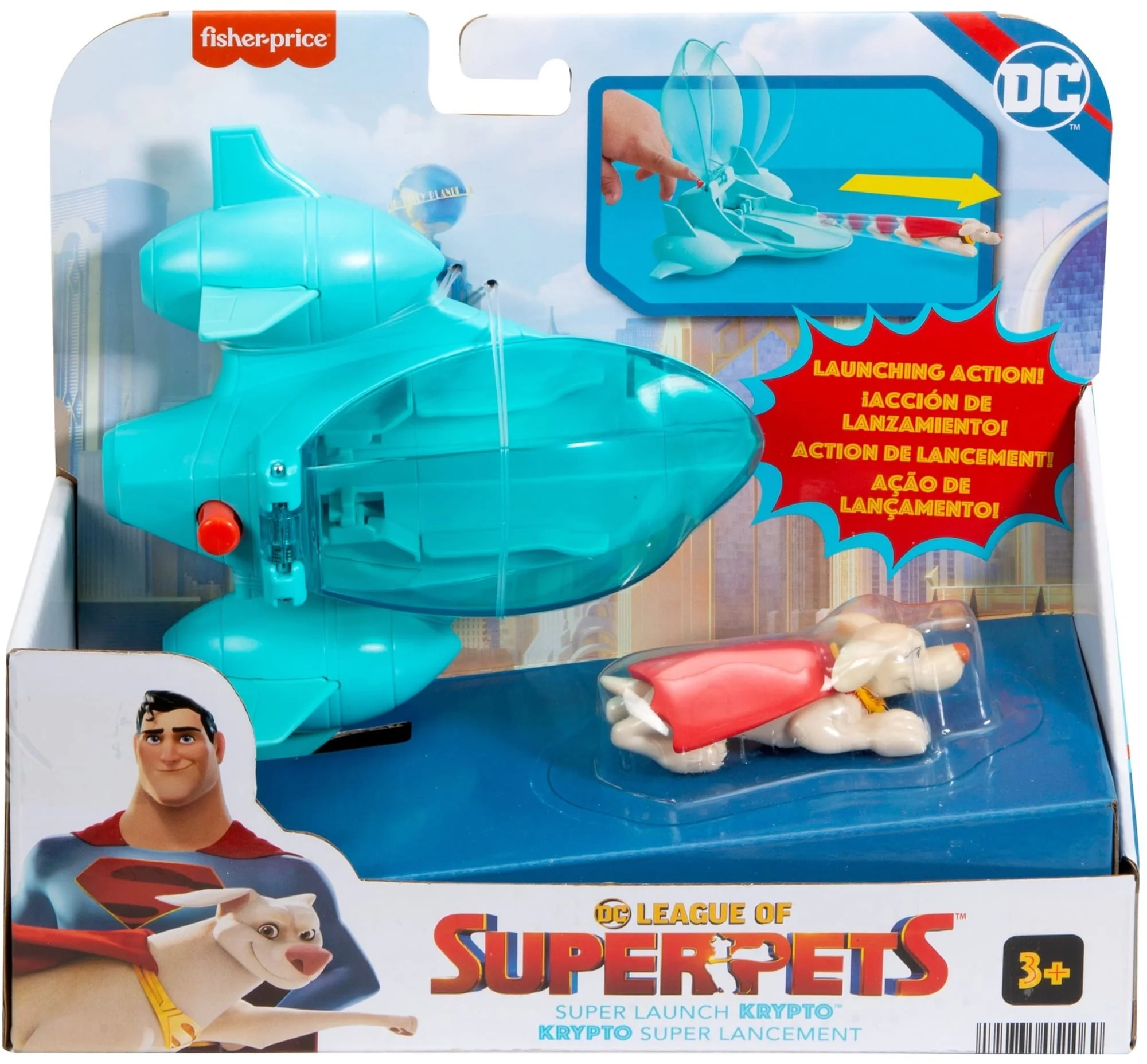 Fisher-Price DC League Of Super-Pets Super Launch Krypto Figure & Invisible Jet Vehicle Set