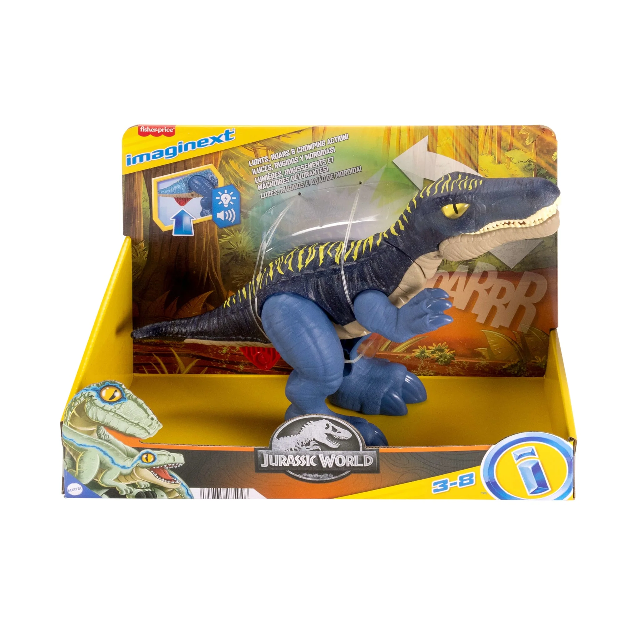 Imaginext Jurassic World Growl & Glow Baryonyx Dinosaur Toy With Lights Sounds & Chomping Action