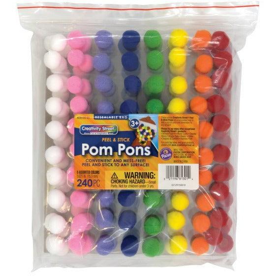 Self Adhesive Poms Assorted 8 Colors 240ct