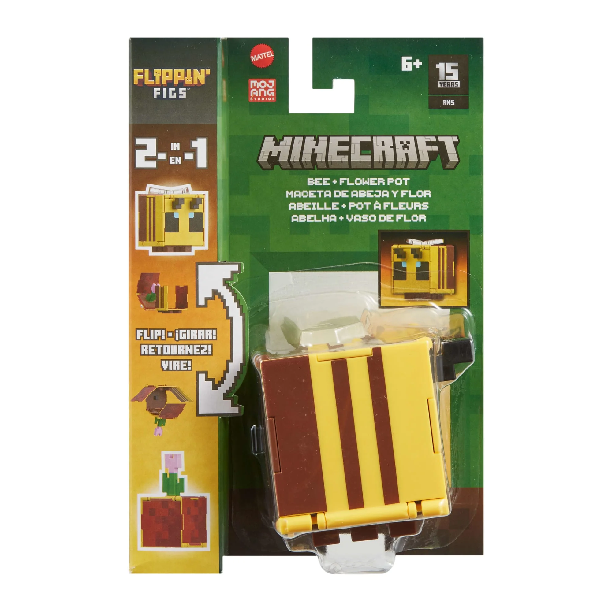 Minecraft Flippin�� Figs Figures Collection, 2-In-1 Fidget Play, 3.75-in Scale & Pixelated Design (Characters May Vary)