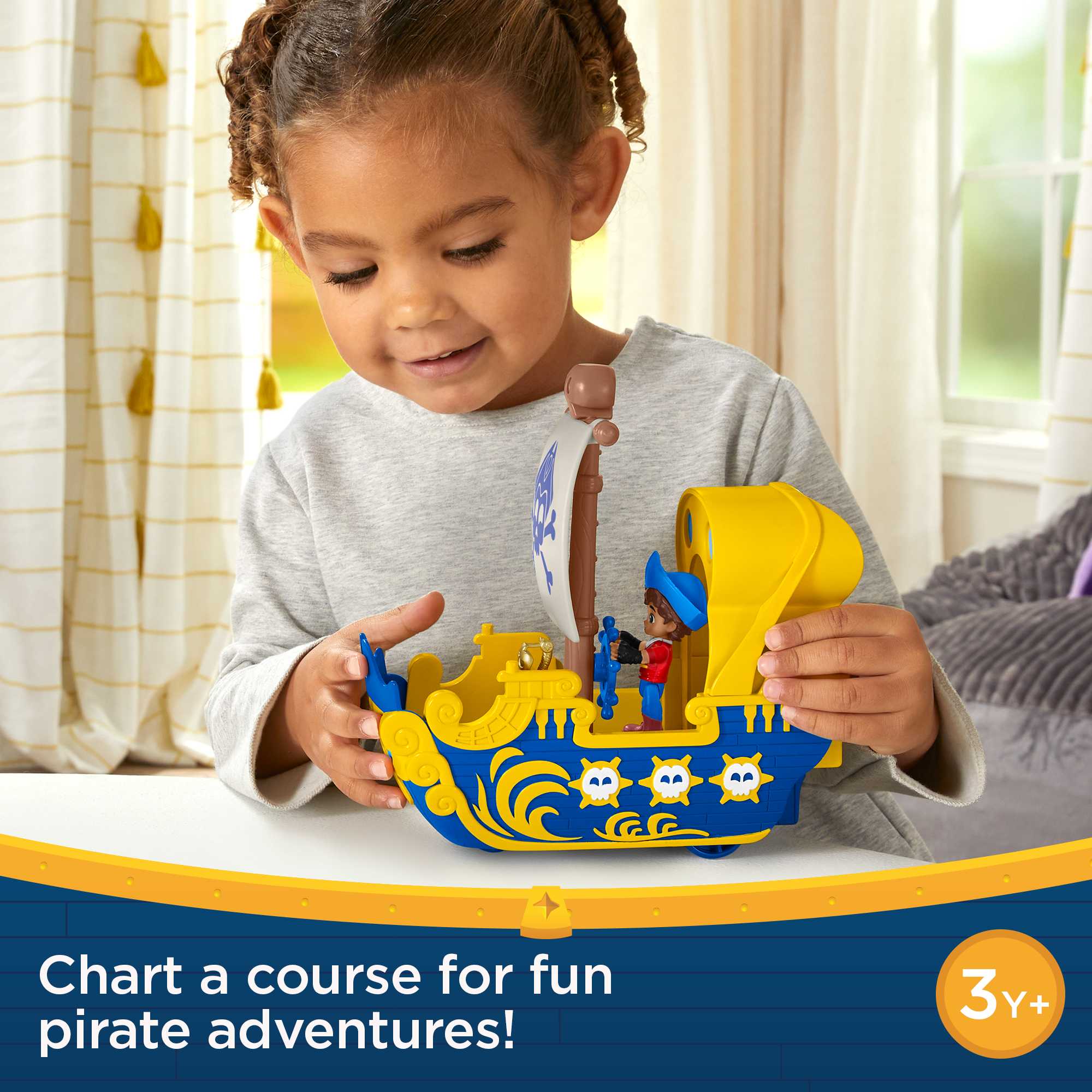 Fisher-Price Santiago Of the Seas Santiago & El Bravo Pirate Figure And Ship Playset, 3 Pieces