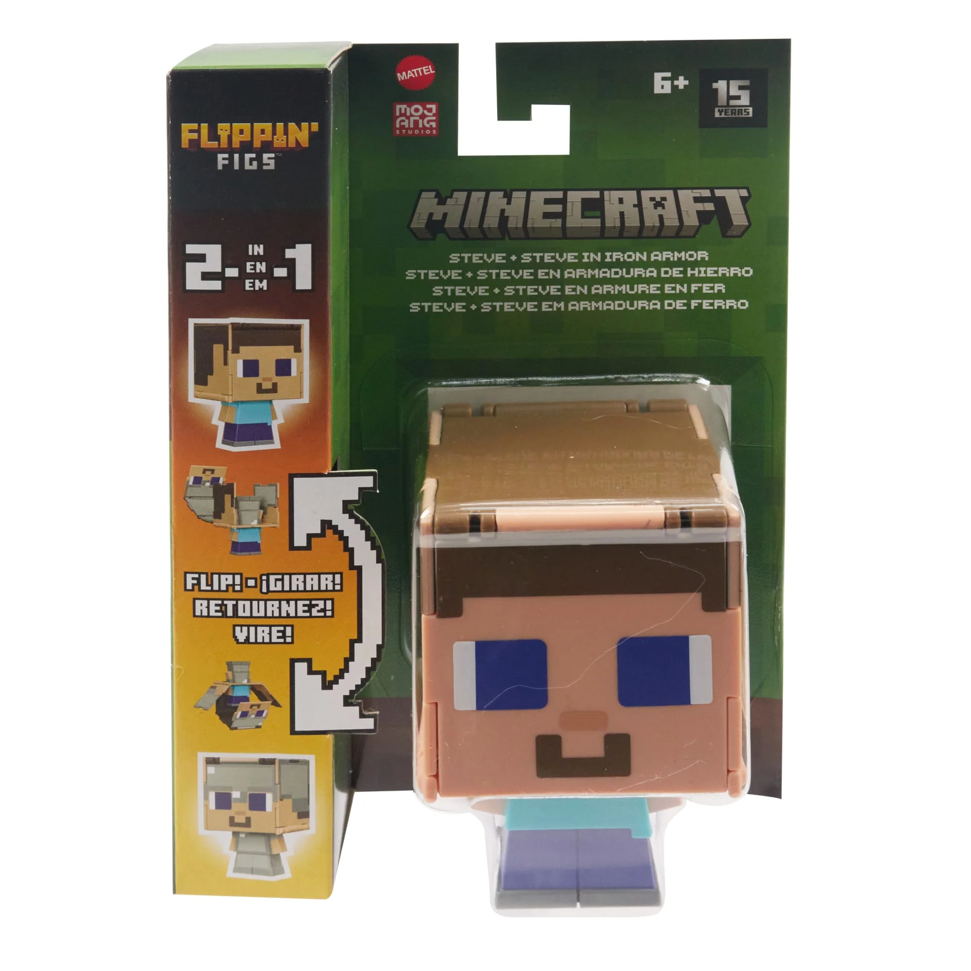 Minecraft Flippin�� Figs Figures Collection, 2-In-1 Fidget Play, 3.75-in Scale & Pixelated Design (Characters May Vary)