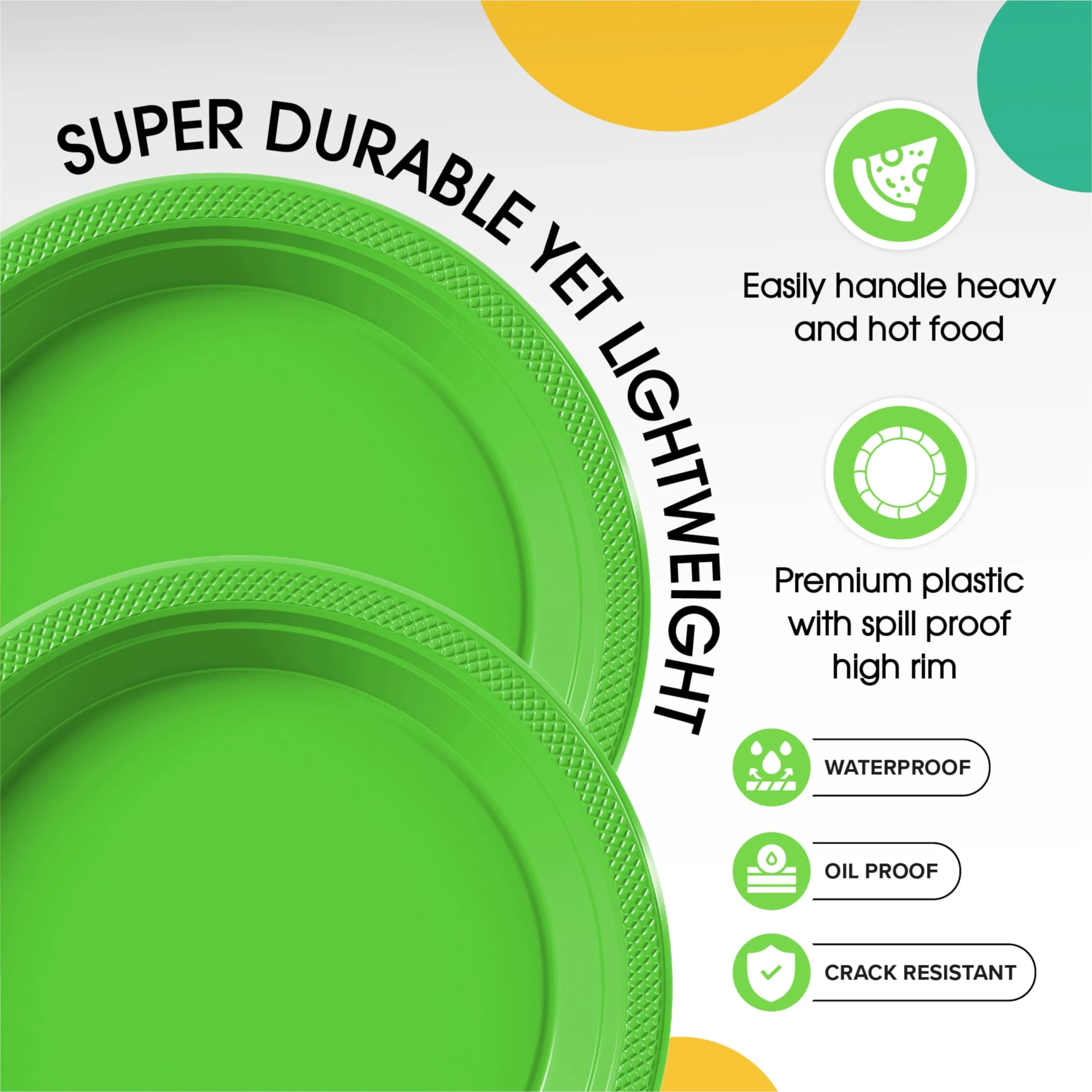 7 In. Lime Green Plastic Plates | 50 Count