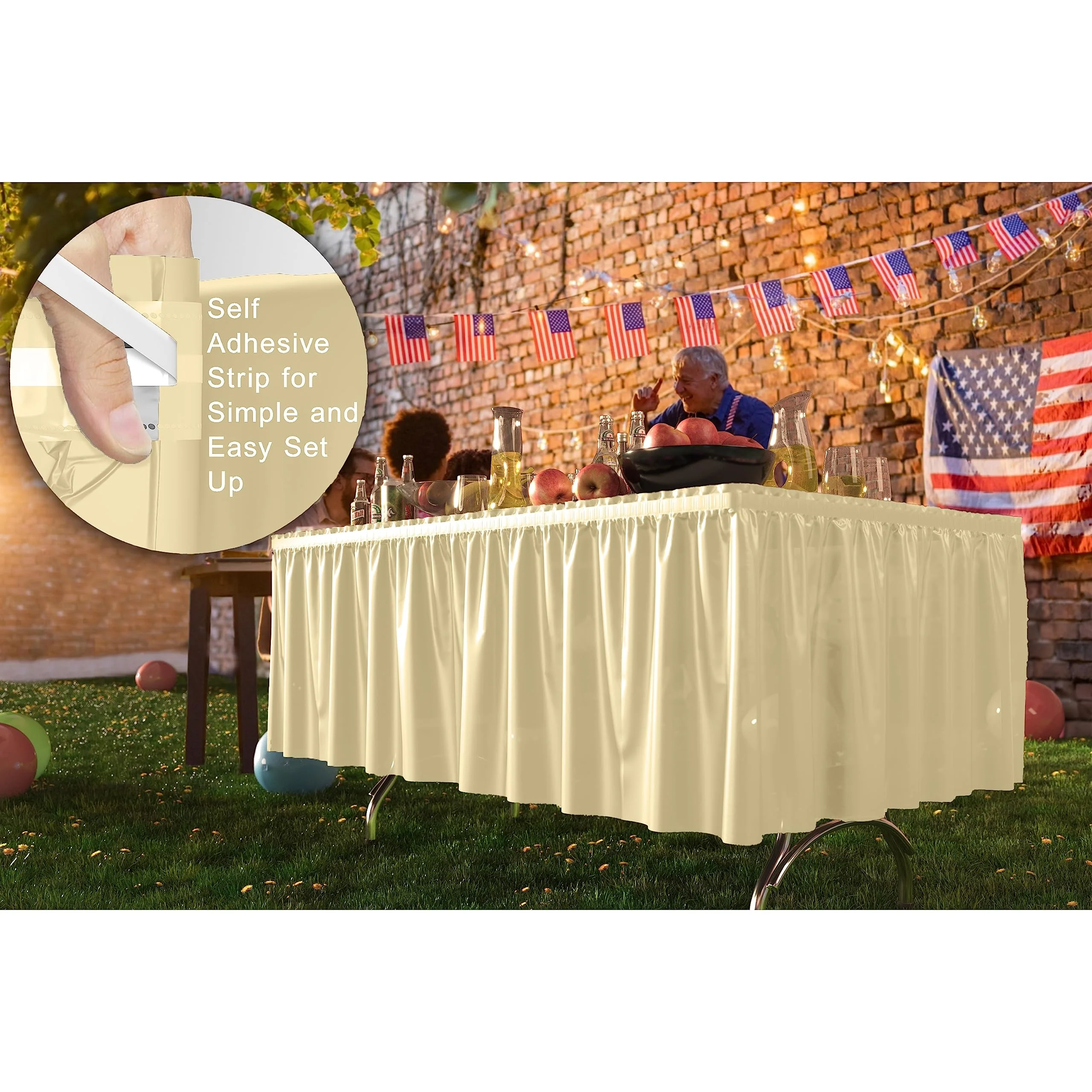 Light Yellow Plastic Table Skirt