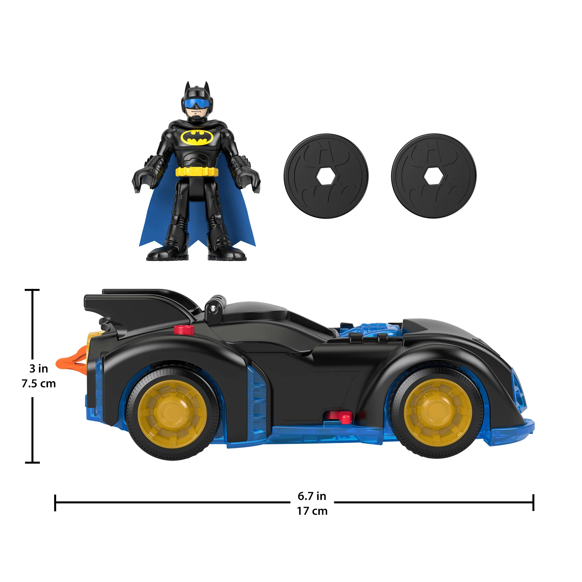 Imaginext DC Super Friends Shake & Spin Batmobile And Batman Figure Set, 4 Pieces