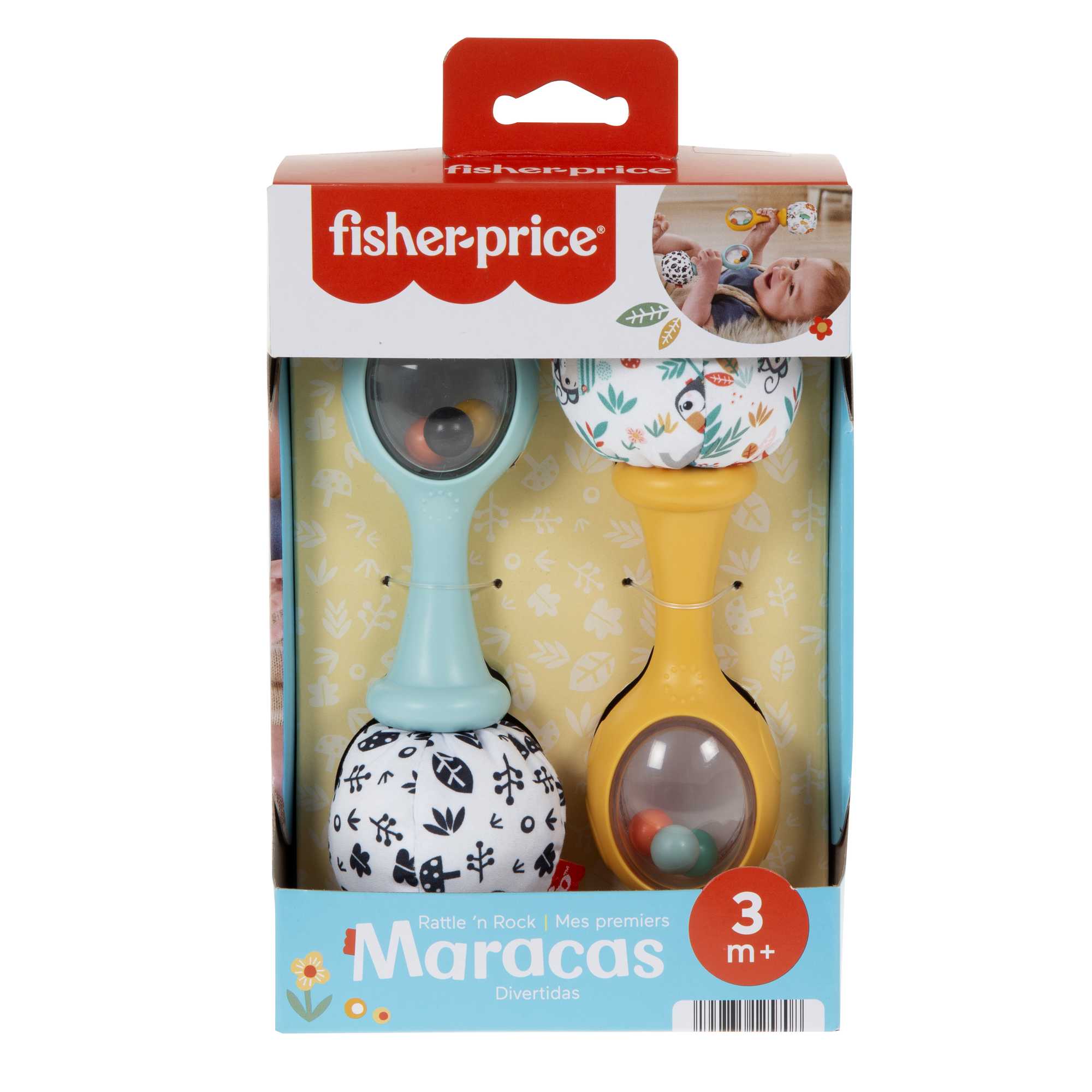 Fisher-Price Baby Rattle ��n Rock Maracas Toys, Set Of 2 For Infants 3+ Months, High Contrast