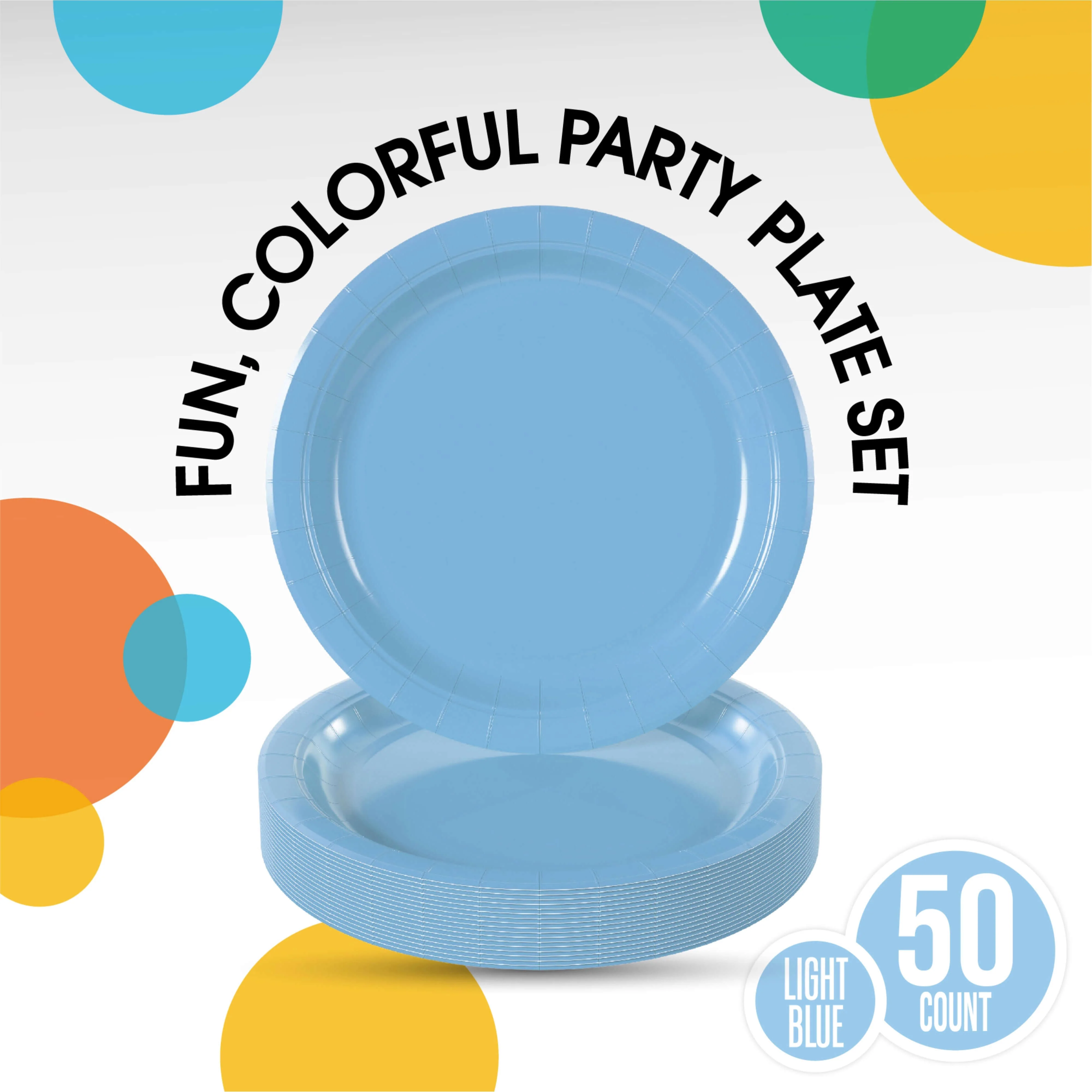 9 In. Light Blue Paper Plates - 50 Ct.