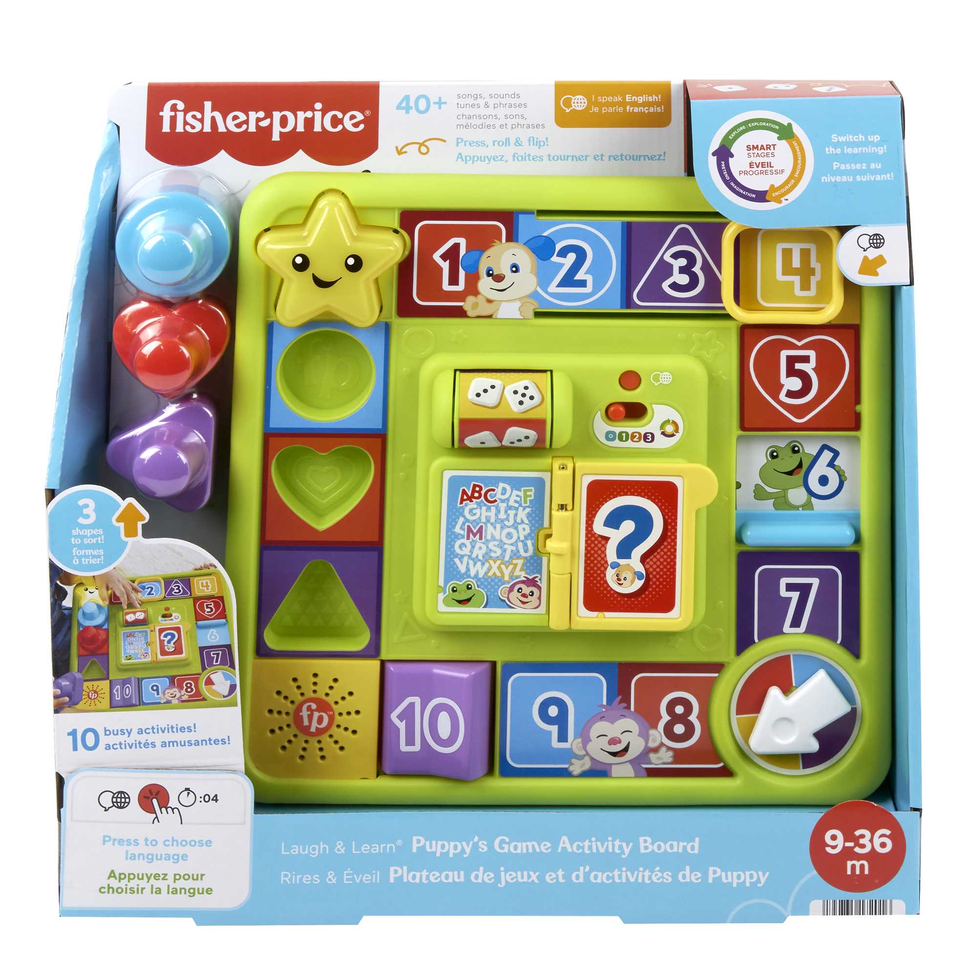 Fisher-Price Pretend Board Game Baby Toy With Music, Laugh & Learn Puppy's Game Activity Board, Multi-Language Version