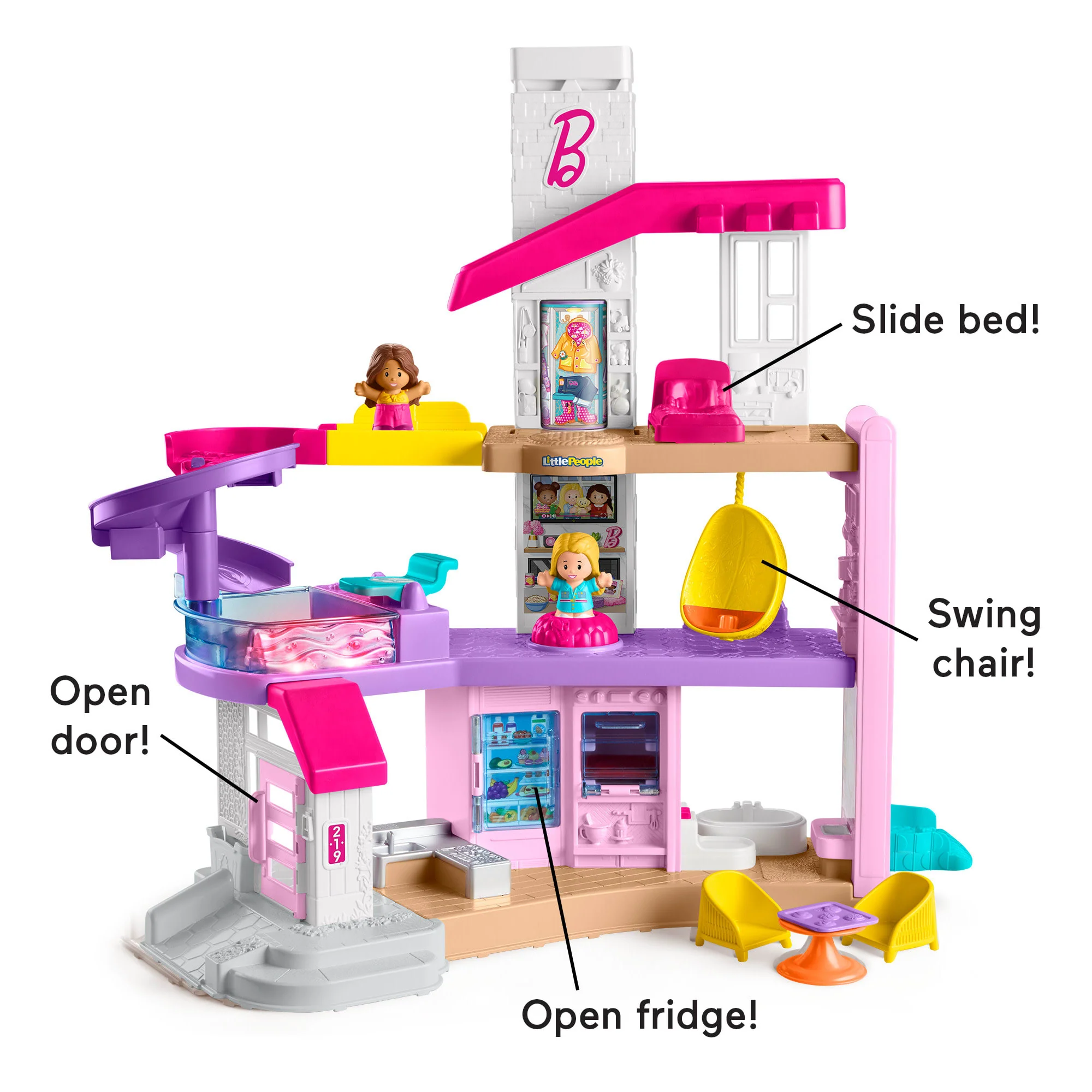 Fisher-Price Little People Barbie Little Dreamhouse Toddler Playset With Music & Lights, 7 Pieces