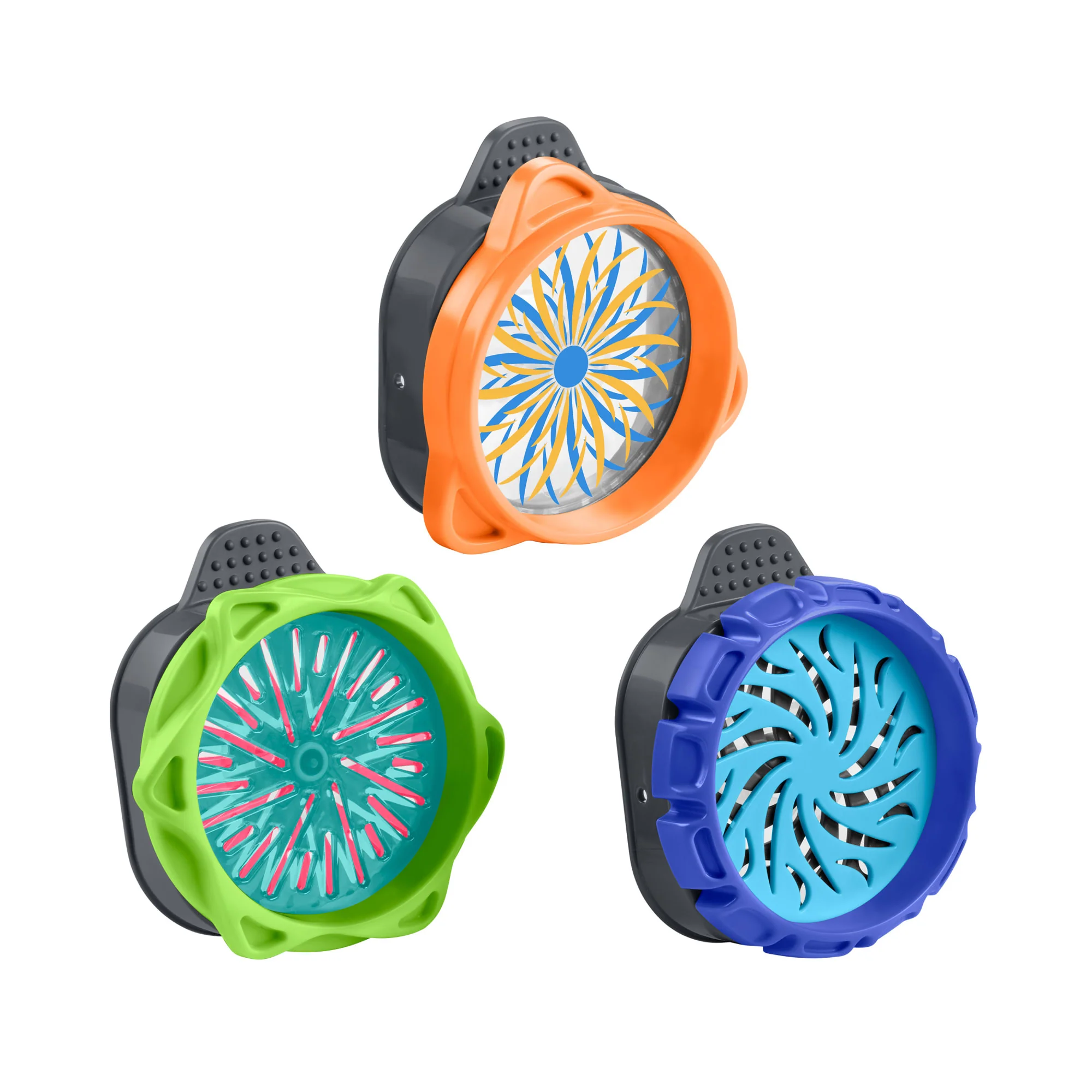 Fisher-Price Sensory Bright Spinnyscopes, Fidget Spinner Light Refracting Toys, 3 Pack