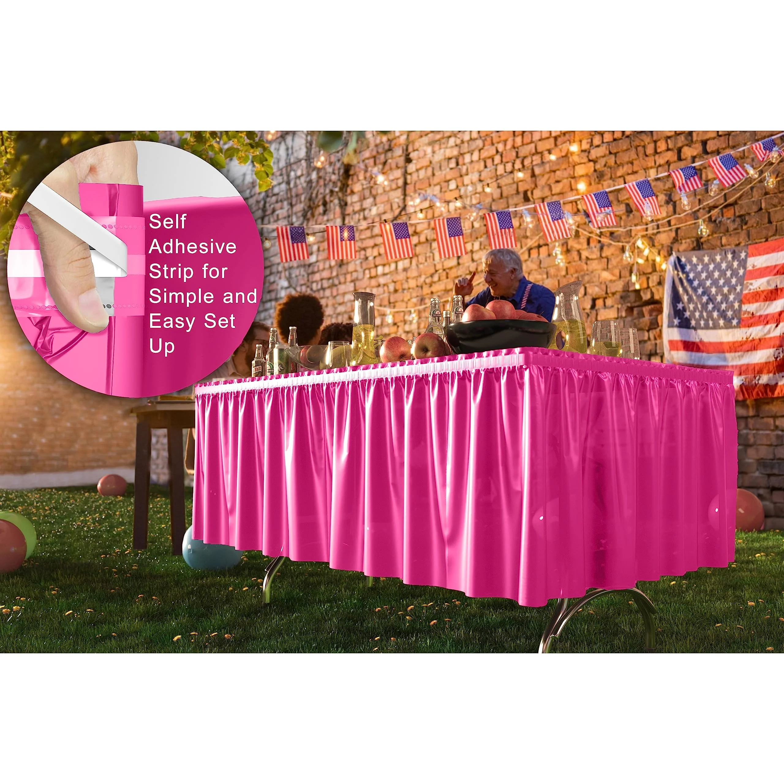 Hot Pink Plastic Table Skirt