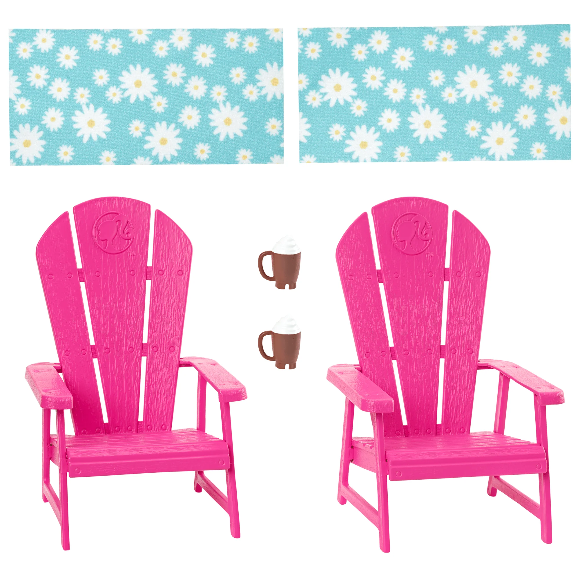 Barbie World Pink Chair Playset With 6 Accessories Including Furniture, Blankets, & Mugs