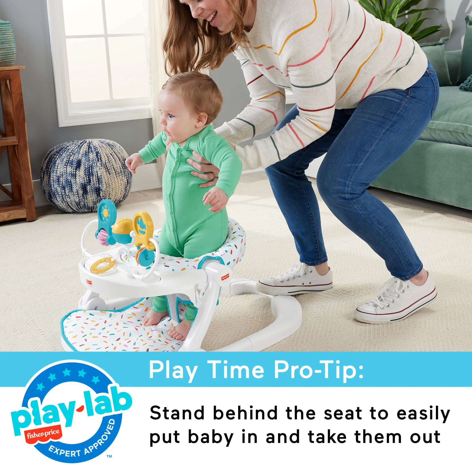 Fisher-Pricedeluxesit-Me-Up Floor Seat Portable Baby Chair With Toy Bar, Rainbow Sprinkles