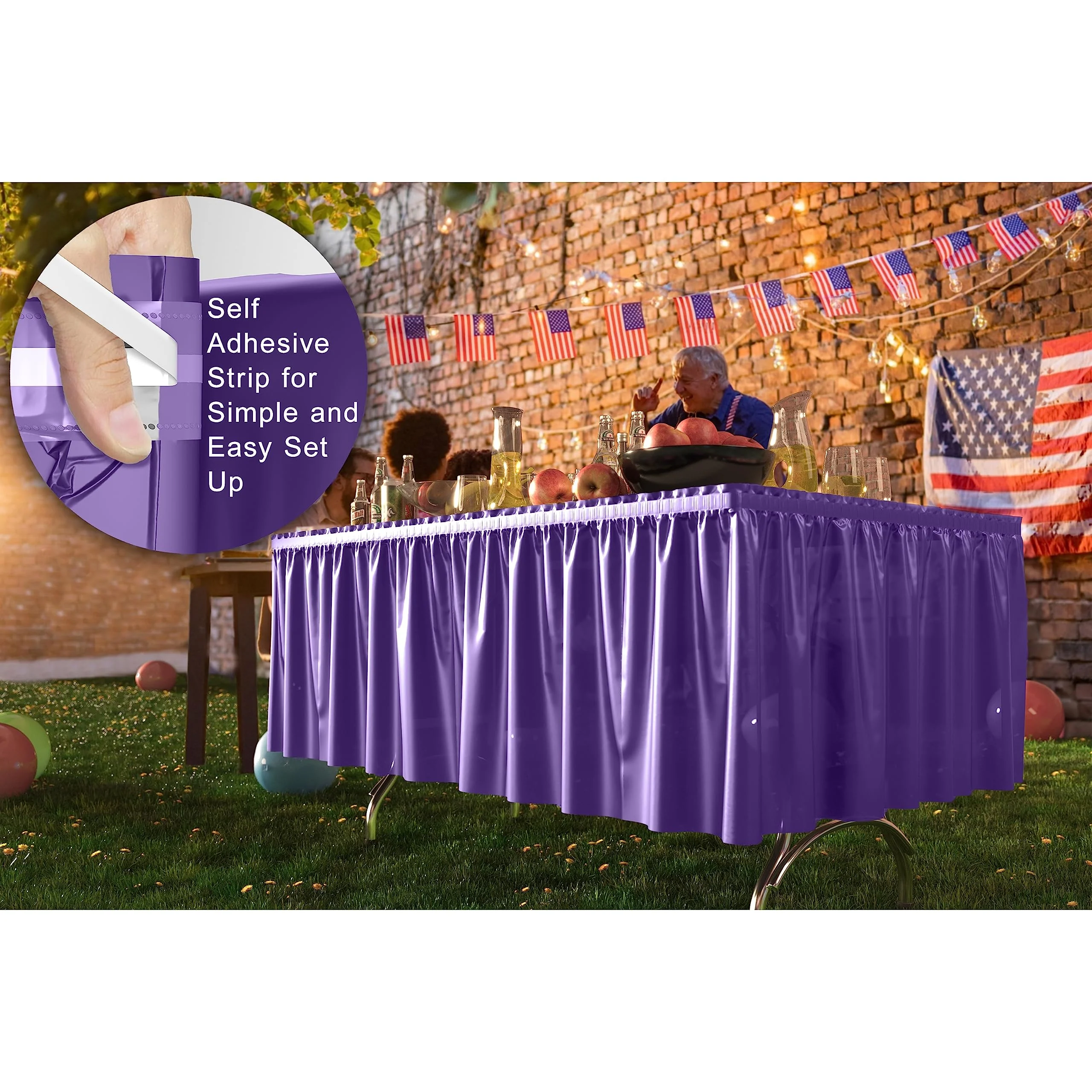 Purple Plastic Table Skirt