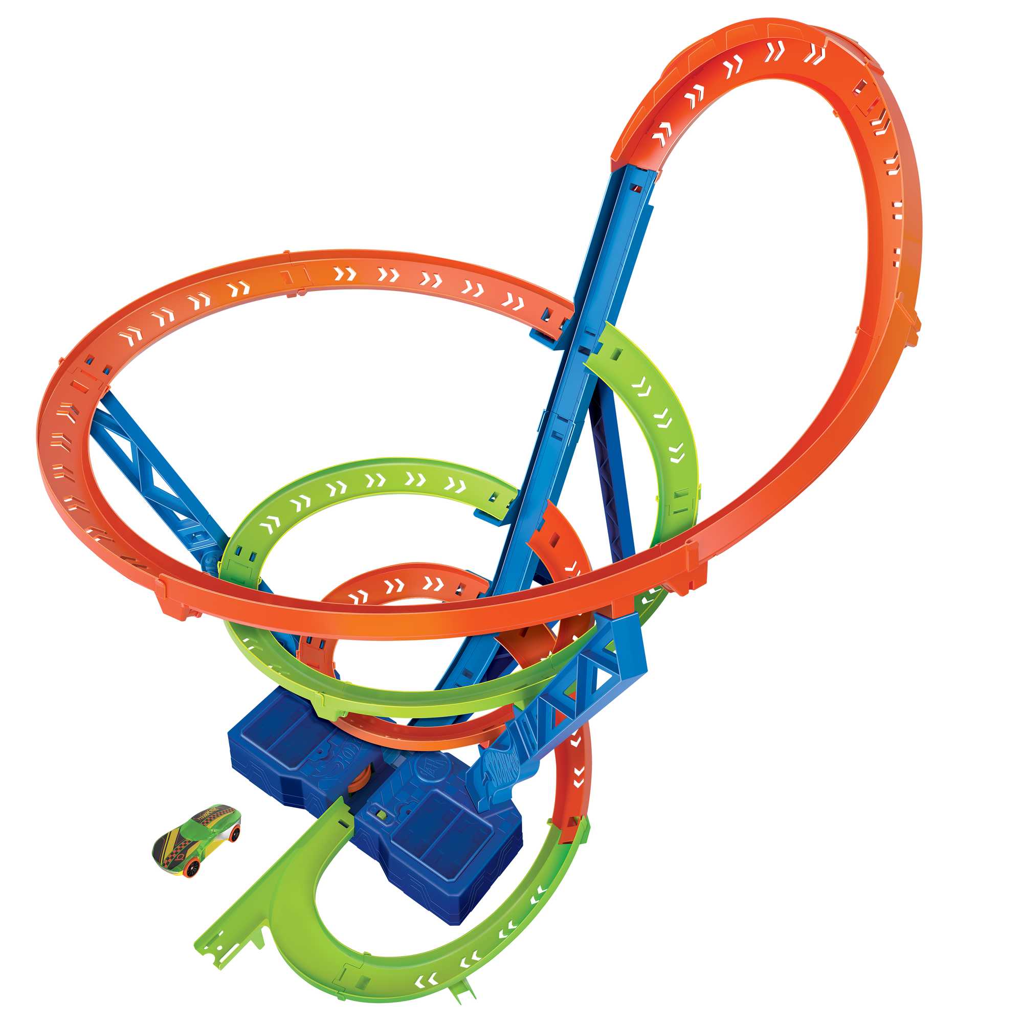 Hot Wheels Track Set And 1:64 Scale Toy Car, Spiral Race Track With Motorized Booster