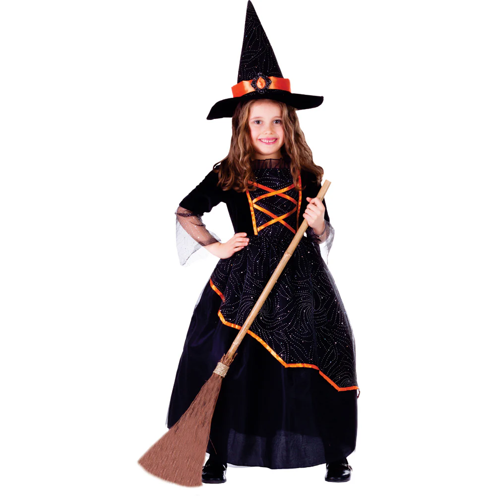 Black and Orange Witch Costume for Girls
