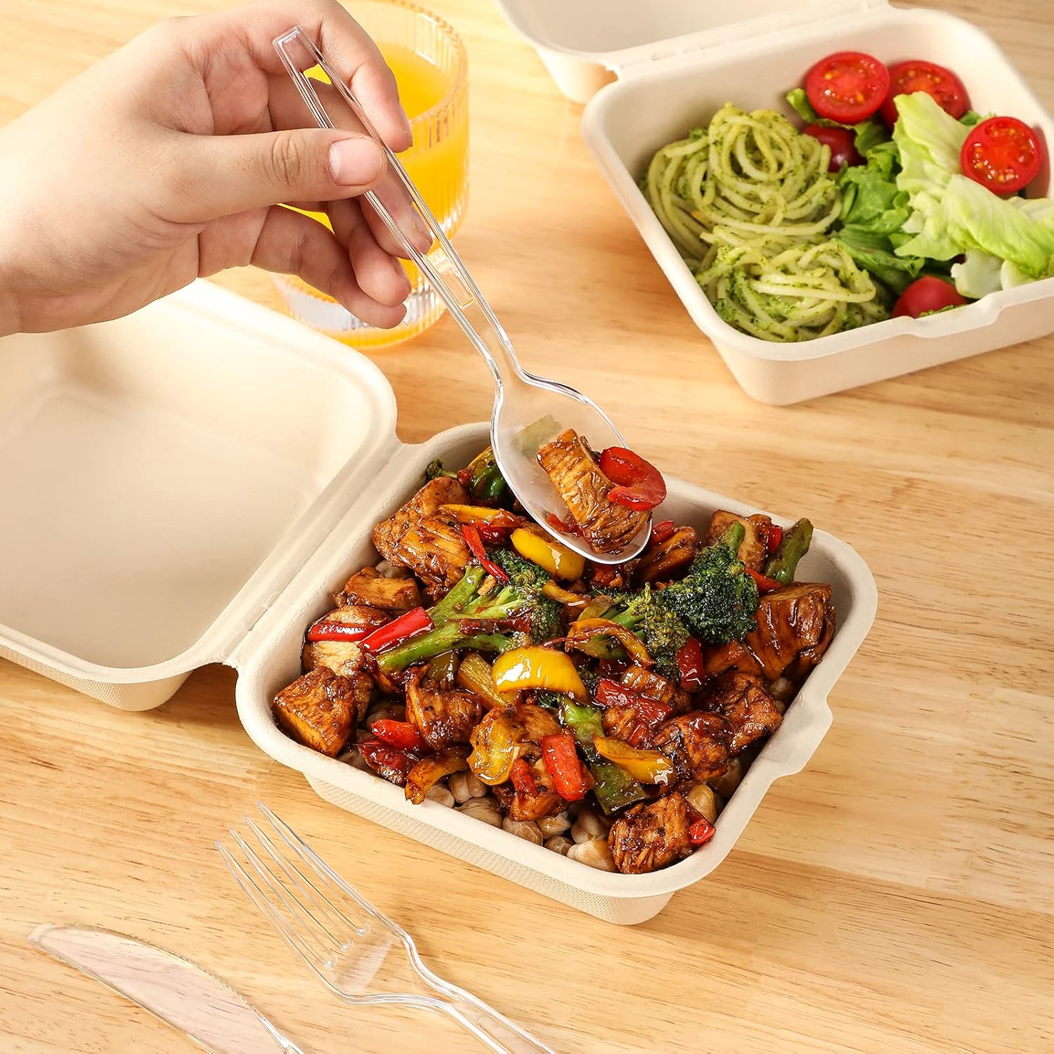 [100 Count] Clear Plastic Spoons Heavy Duty, Premium Disposable Spoons, Durable Plastic Cutlery for for Parties, Picnics, Big Event, Daily Use - Heat Resistant & BPA Free - Clear