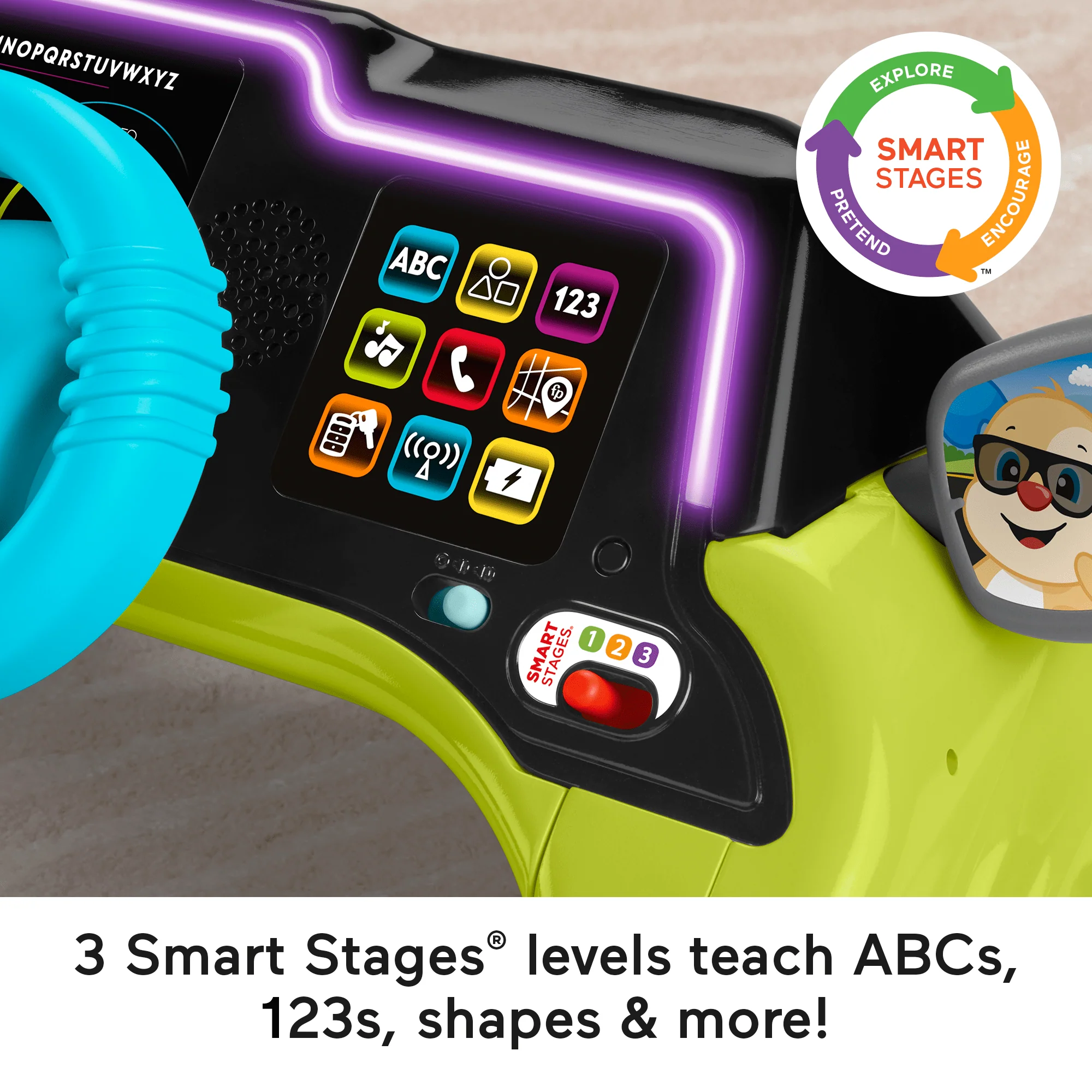 Fisher-Price Laugh & Learn Sit & Steer Driver Activity Center Learning Toy For Infants & Toddlers