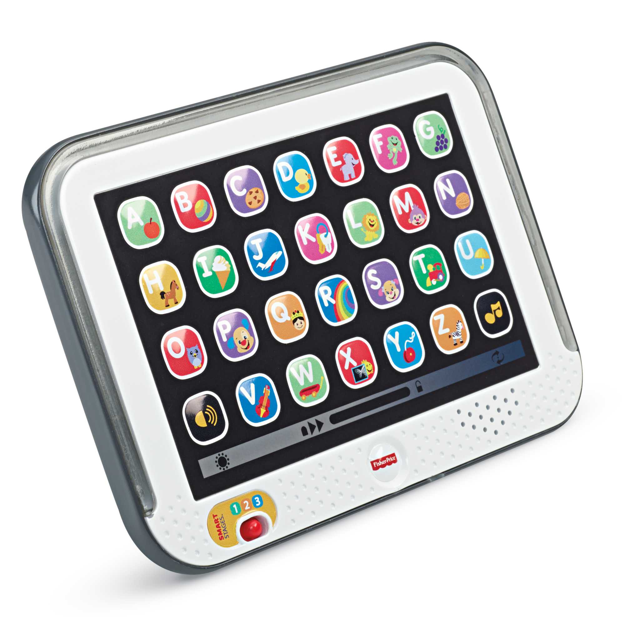 Fisher-Price Pretend Tablet Learning Toy With Lights And Music, Gray, Baby And Toddler Toy