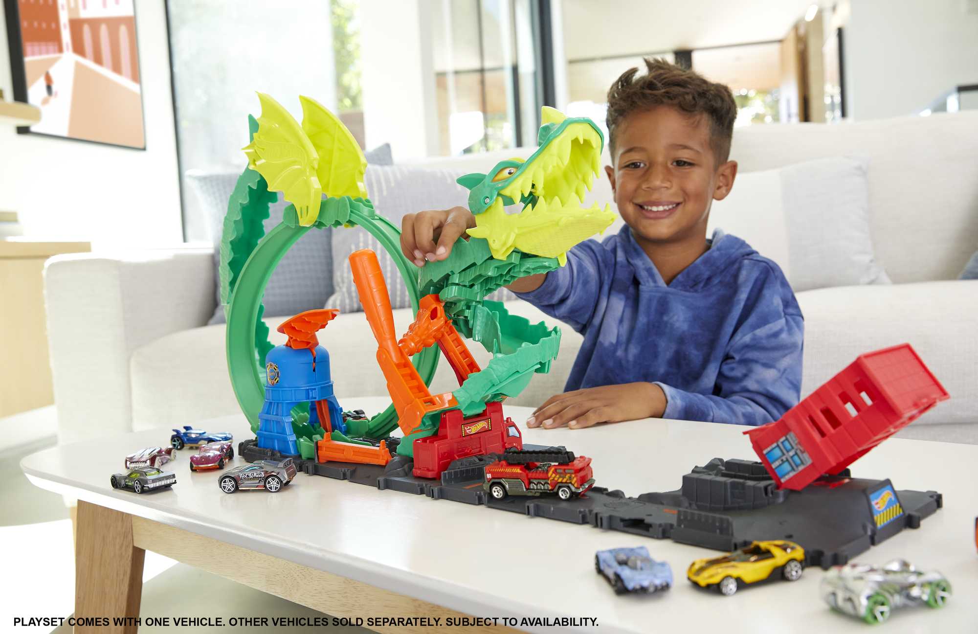 Hot Wheels City Dragon Drive Firefight Playset, With 1 Toy Car