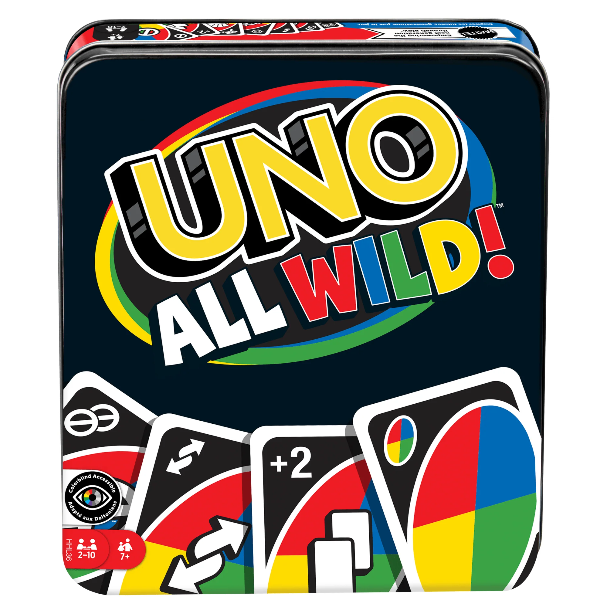 UNO All Wild Card Game For Family Night, Travel Game in Collectible Tin For 2-10 Players
