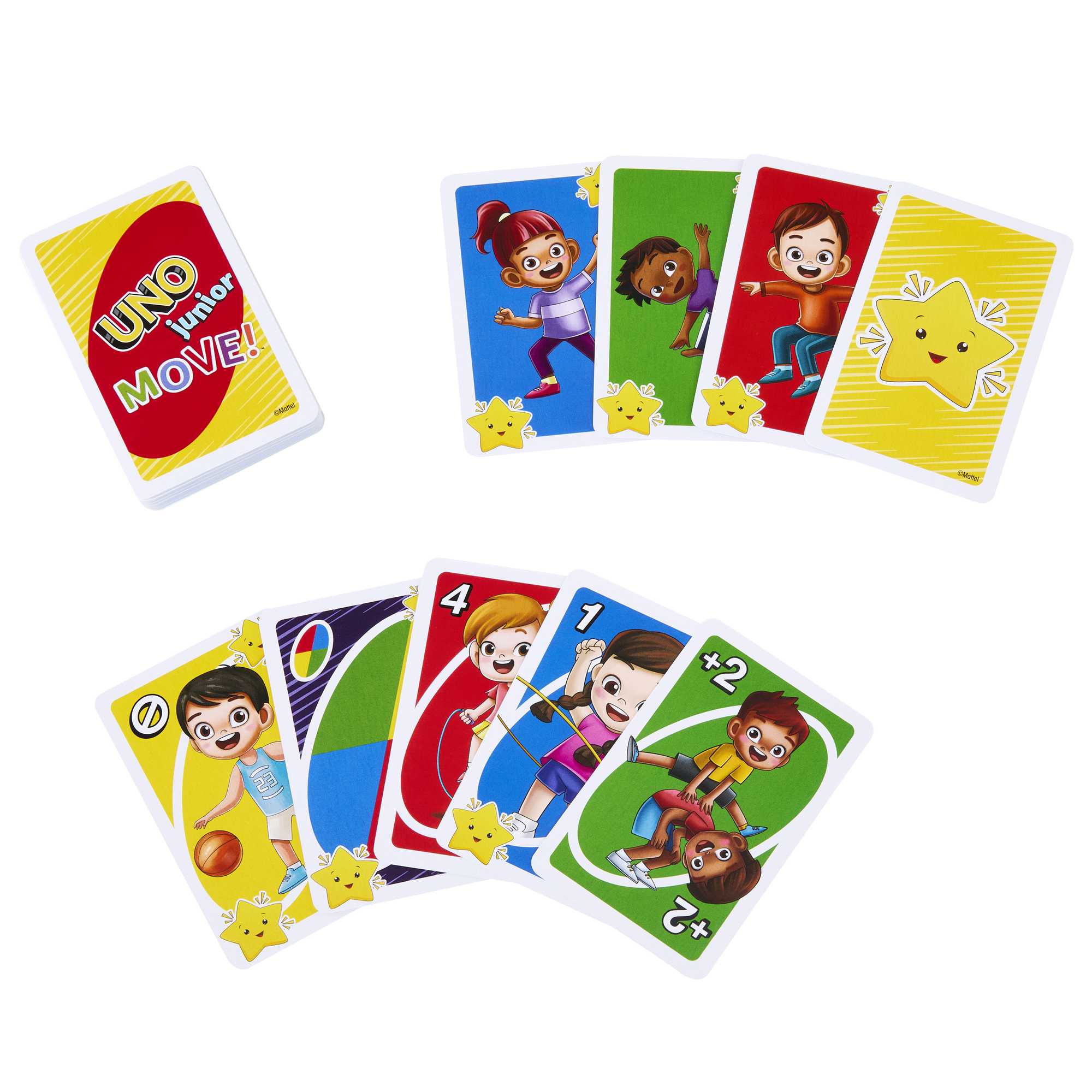 UNO Junior Move! Card Game For Kids With Active Play, Simple Rules, 3 Levels Of Play And Matching